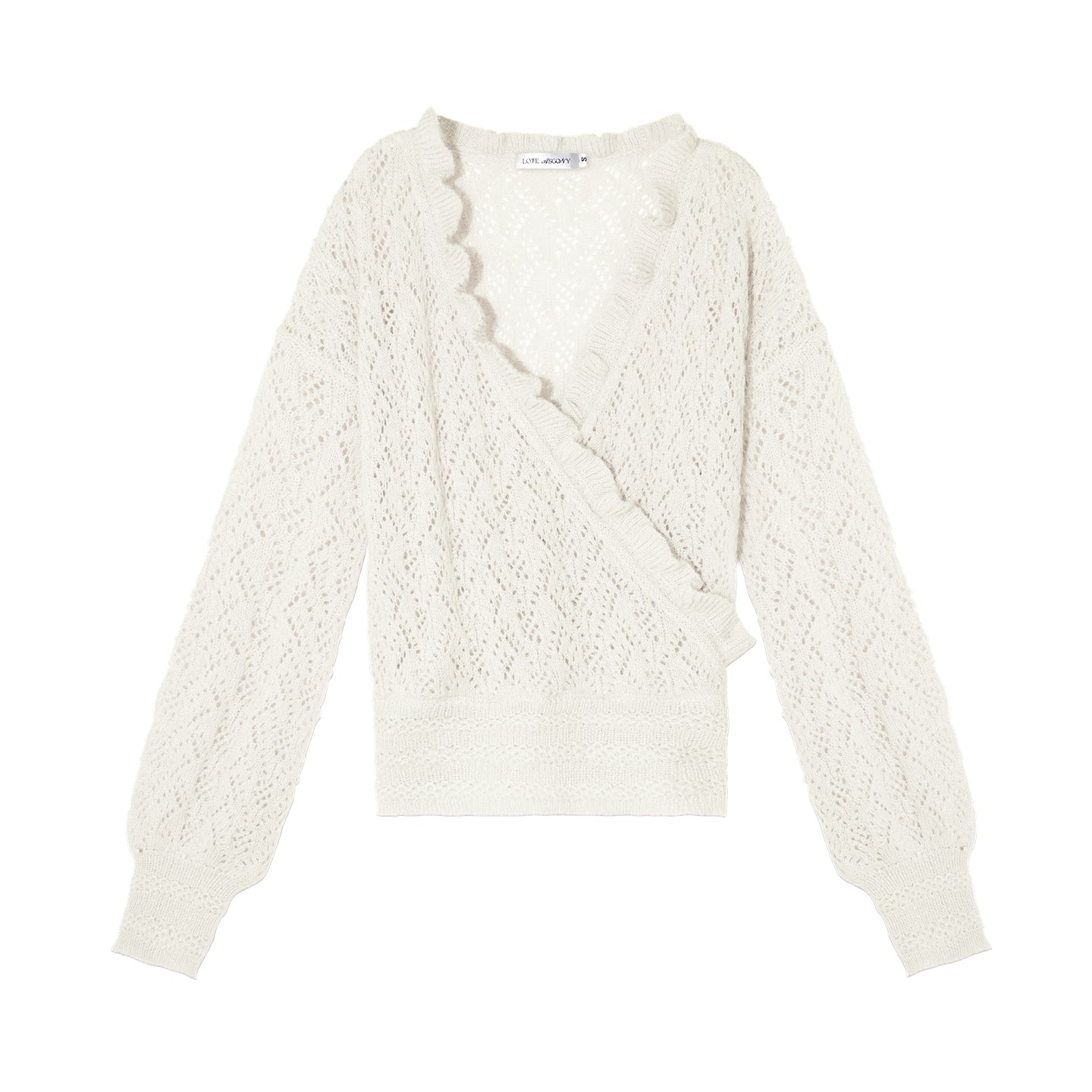 AsGony ASG26007 Wool cross ruffled mohair hollow pullover sweater