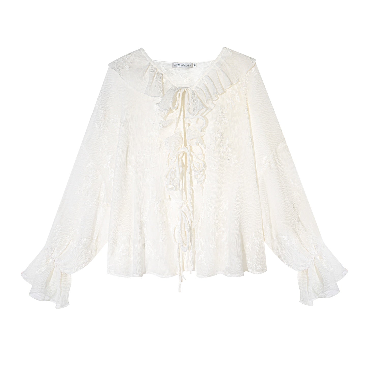 AsGony ASG26015&ASG26016 Chiffon pleated embroidered ruffle edge shirt + skirt