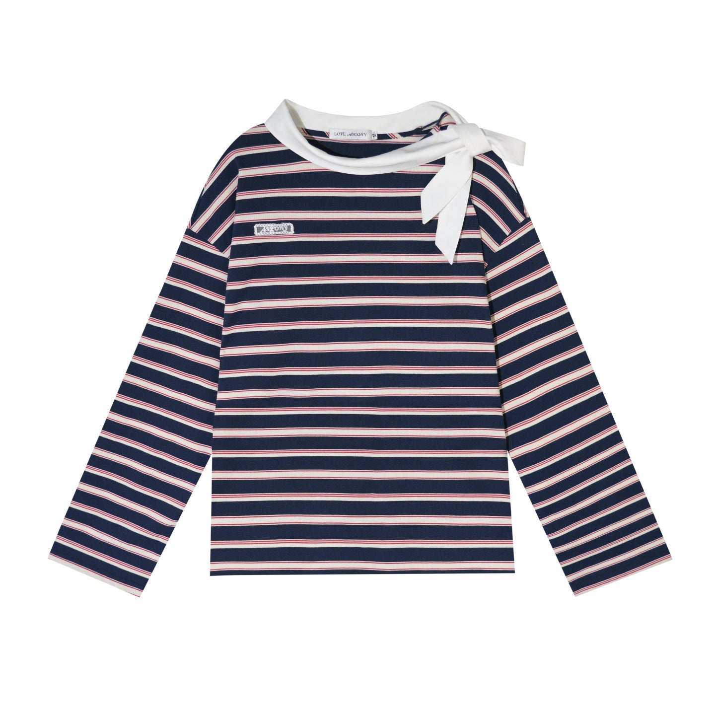 AsGony ASG26017 Leading loose striped T-shirt