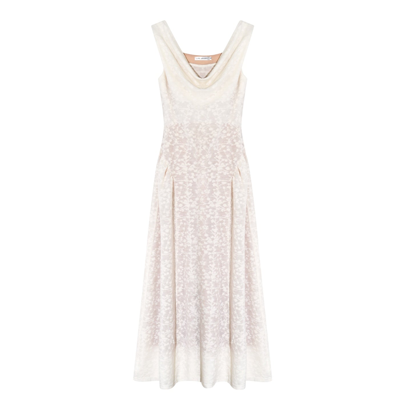 AsGony ASG26029 Swing collar lace jacquard waist cinching dress