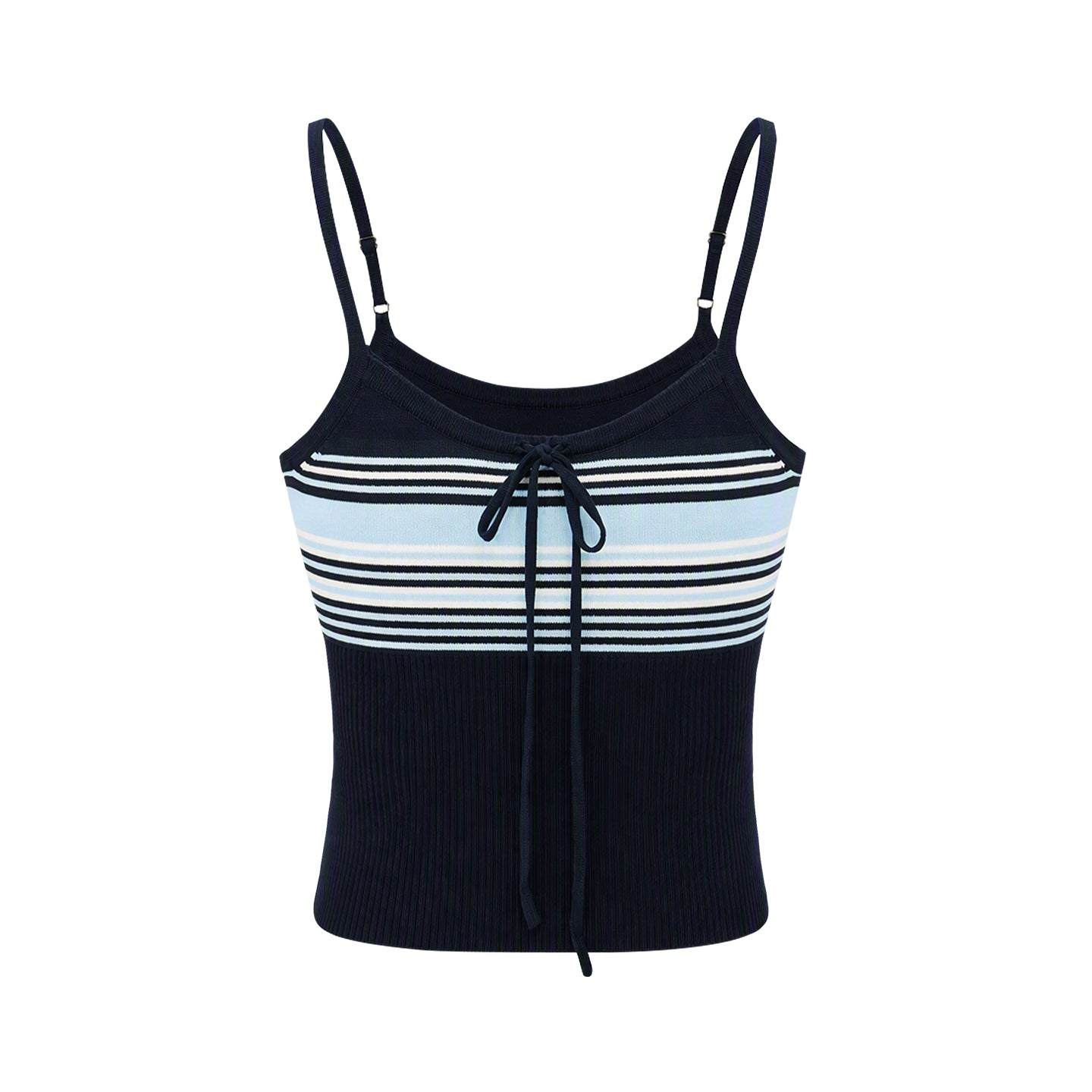 Asgony ASG26502 Contrast Stripe Knit Hooded Cardigan+ASG26503 Camisole+ ASG26504 Straight Pants