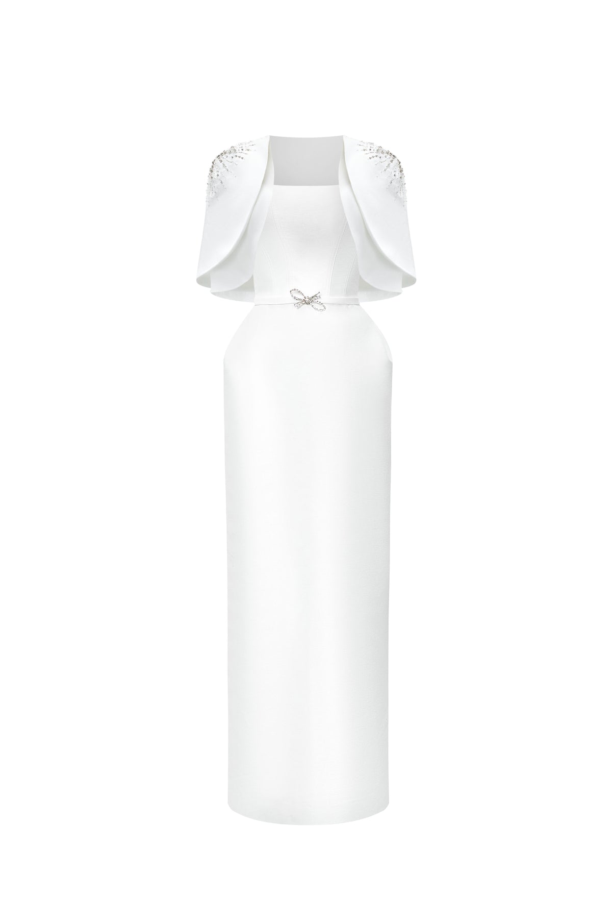 Calista MARCELE Square-neck Maxi Dress with Cape