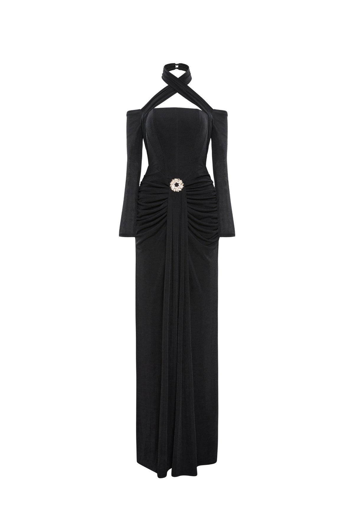 Calista MAELIS Off-shoulder Bodycon Maxi Dress