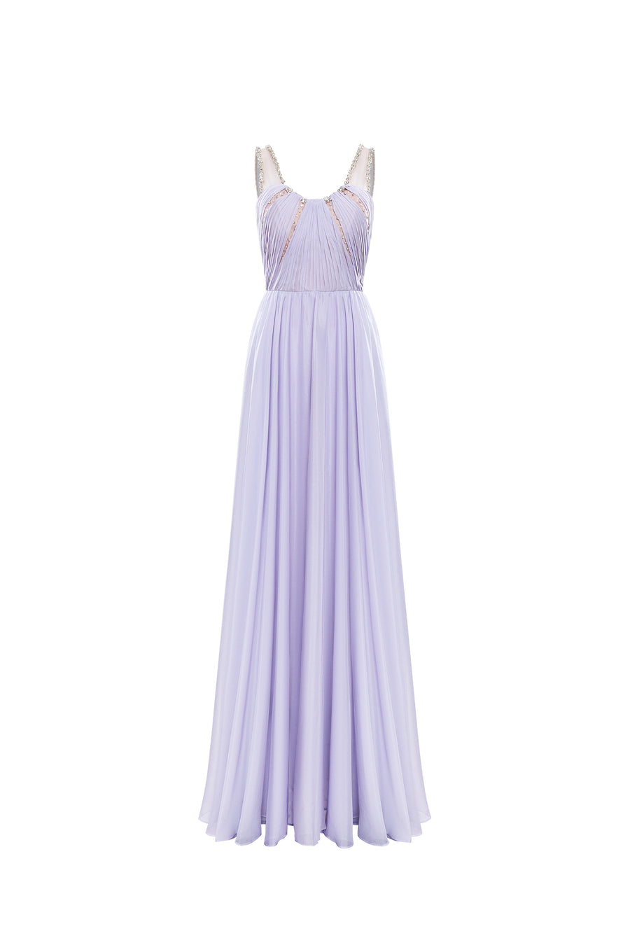 Calista VIOLETTE Draped Chiffon Gown with Sheer Cape