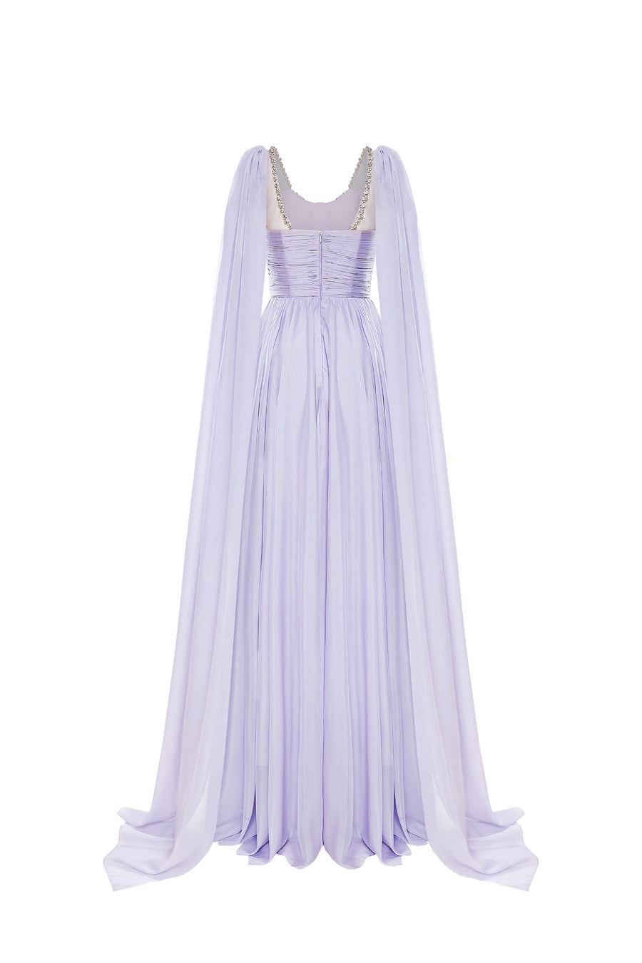 Calista VIOLETTE Draped Chiffon Gown with Sheer Cape