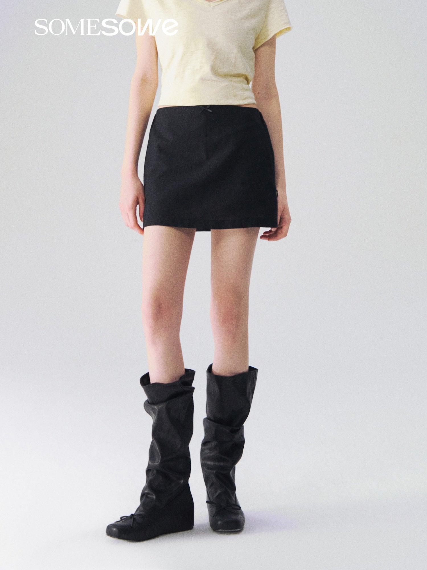 SOMESOWE S2609103 Linen A-line short skirt