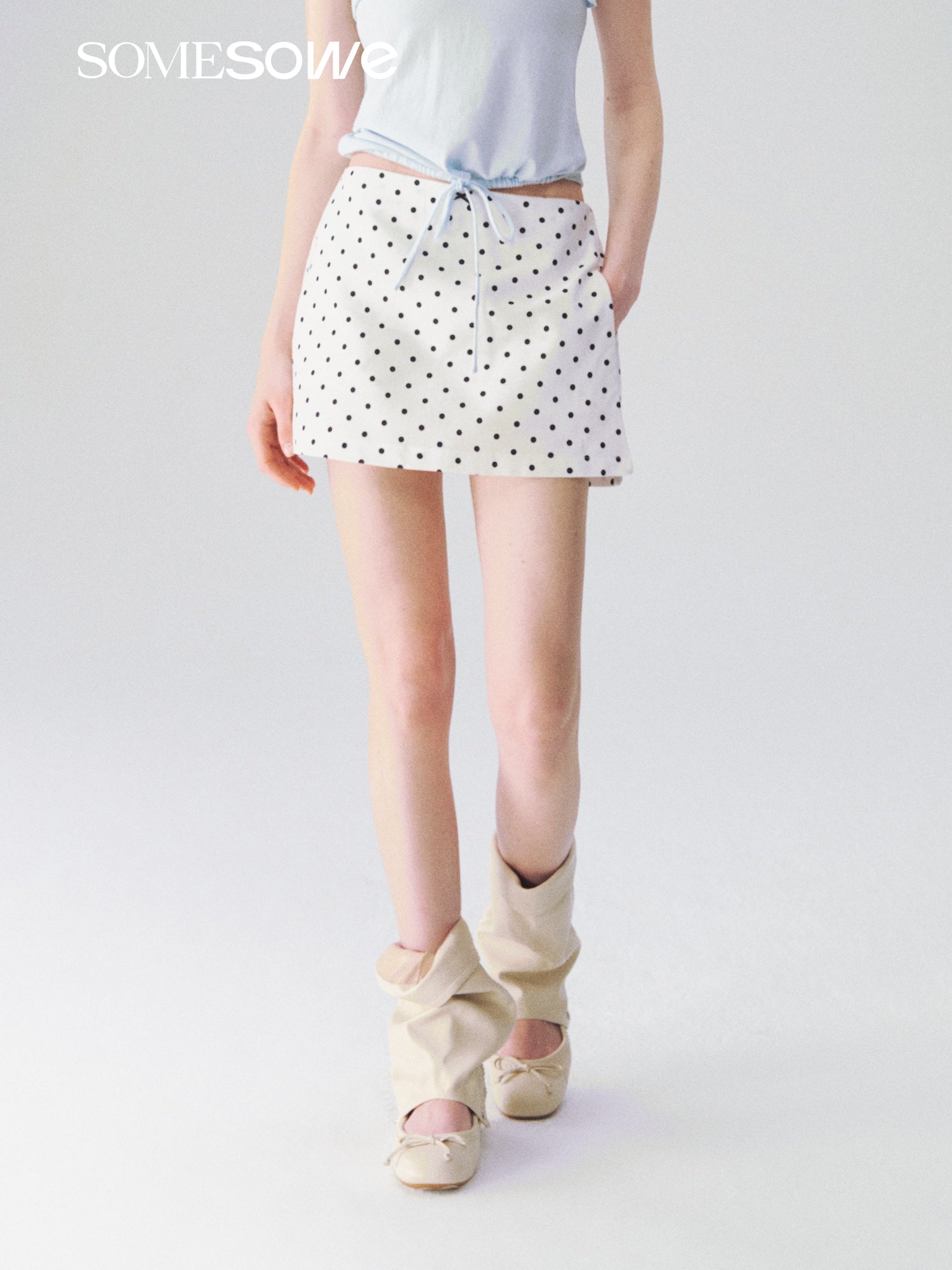 SOMESOWE S2609103 Linen A-line short skirt