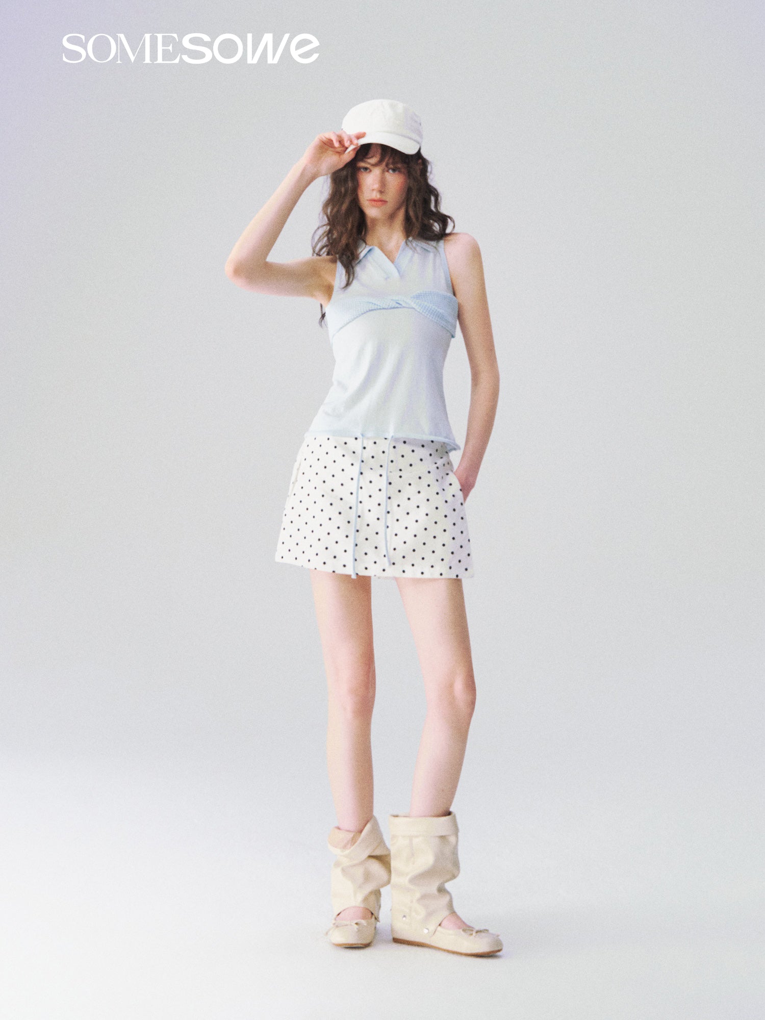 SOMESOWE S2609103 Linen A-line short skirt