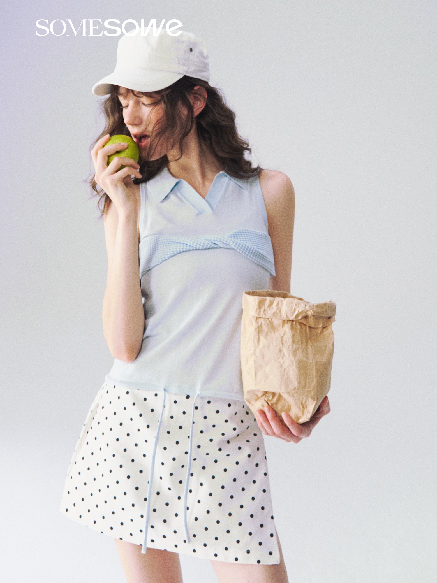 SOMESOWE S2609103 Linen A-line short skirt