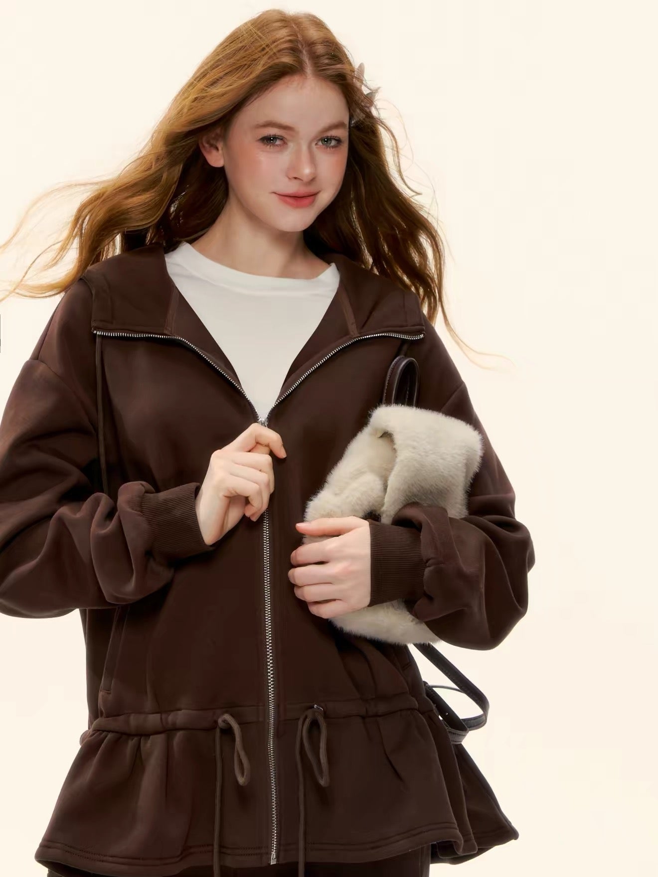 AsGony ASG25581 Ruffle Hoodie Set(SEPERATE)