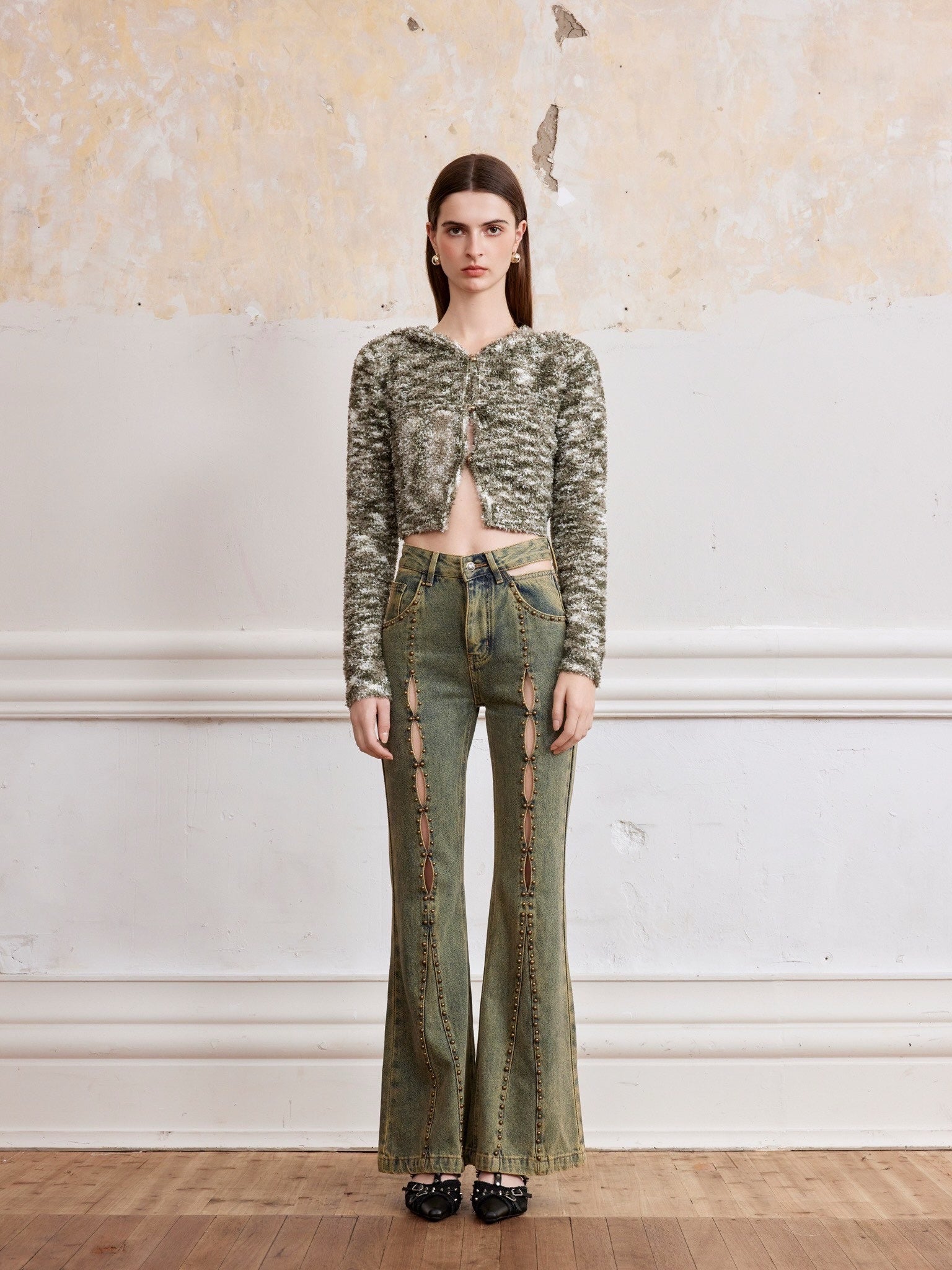 ROCHA ROMA Camouflage hollow-out cardigan
