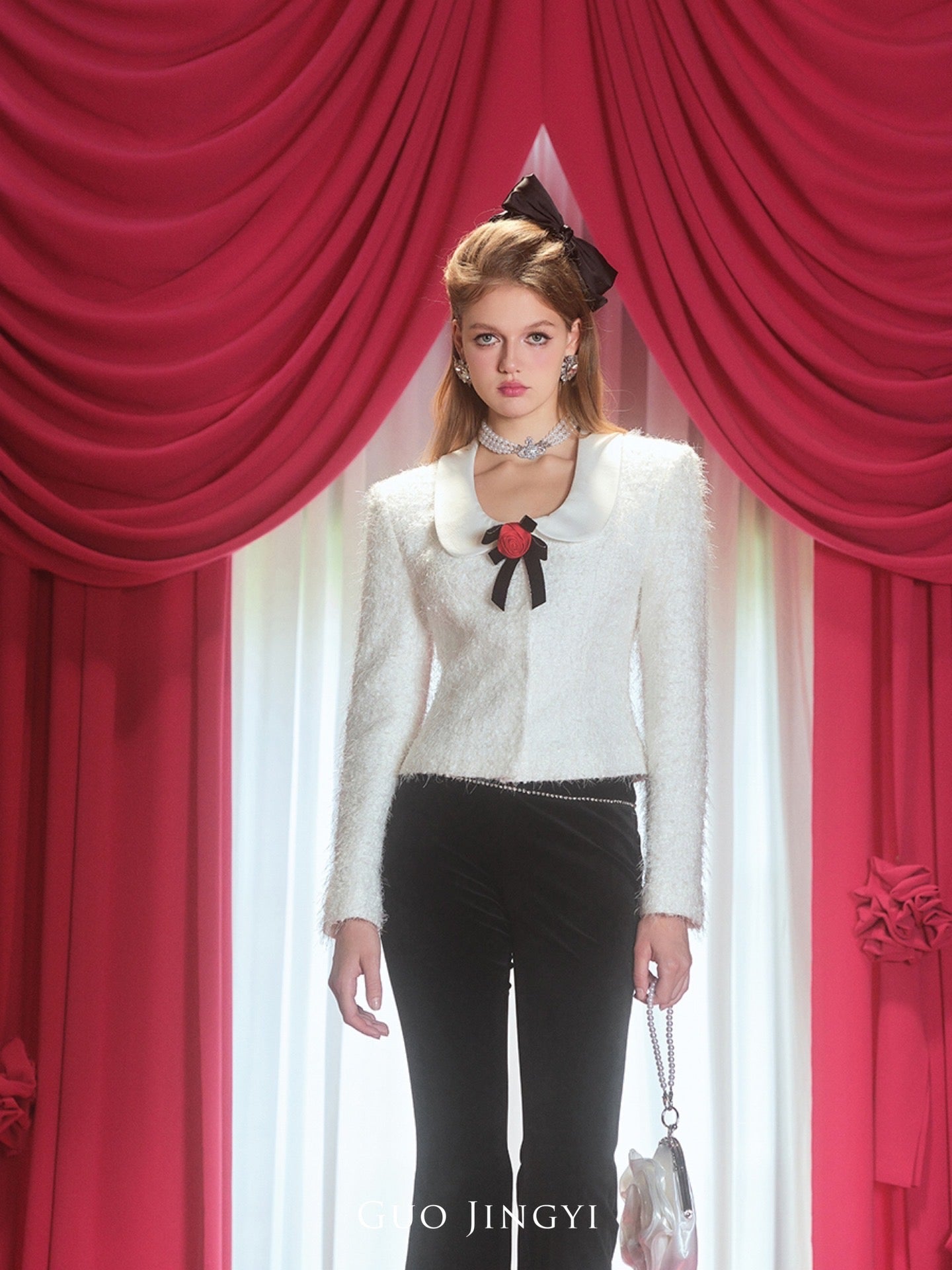 GUO JINGYI white tweed suit ( separate item )