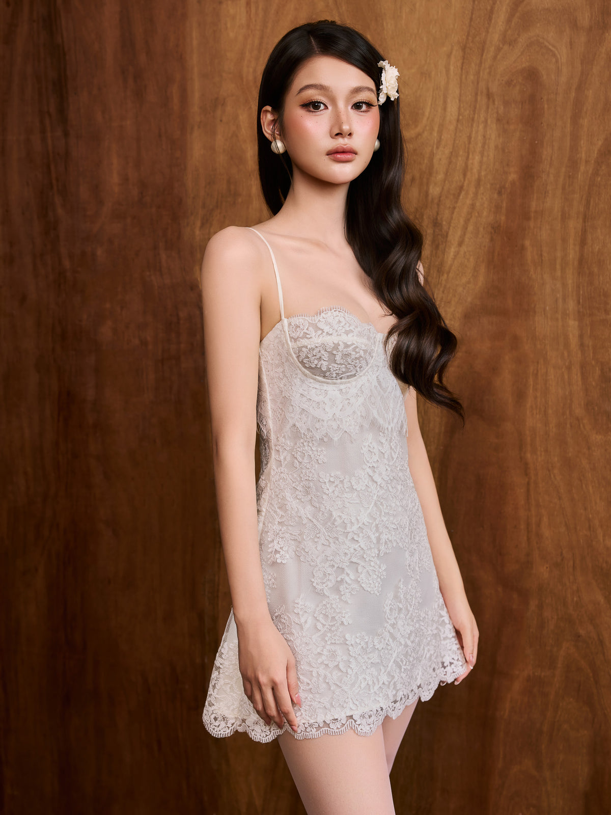 COLIN White Lace Cami Dress