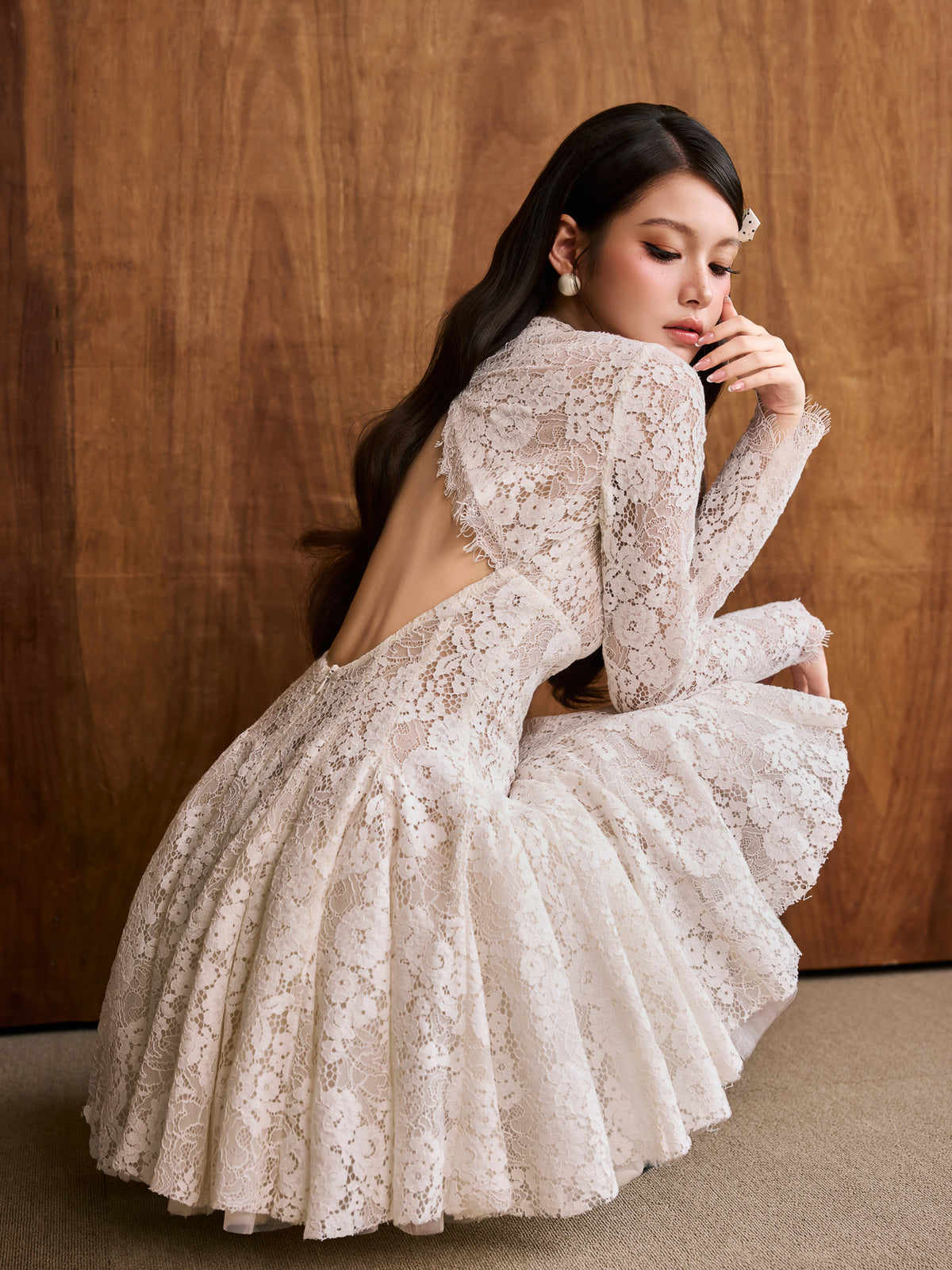 COLIN white Lace Dress