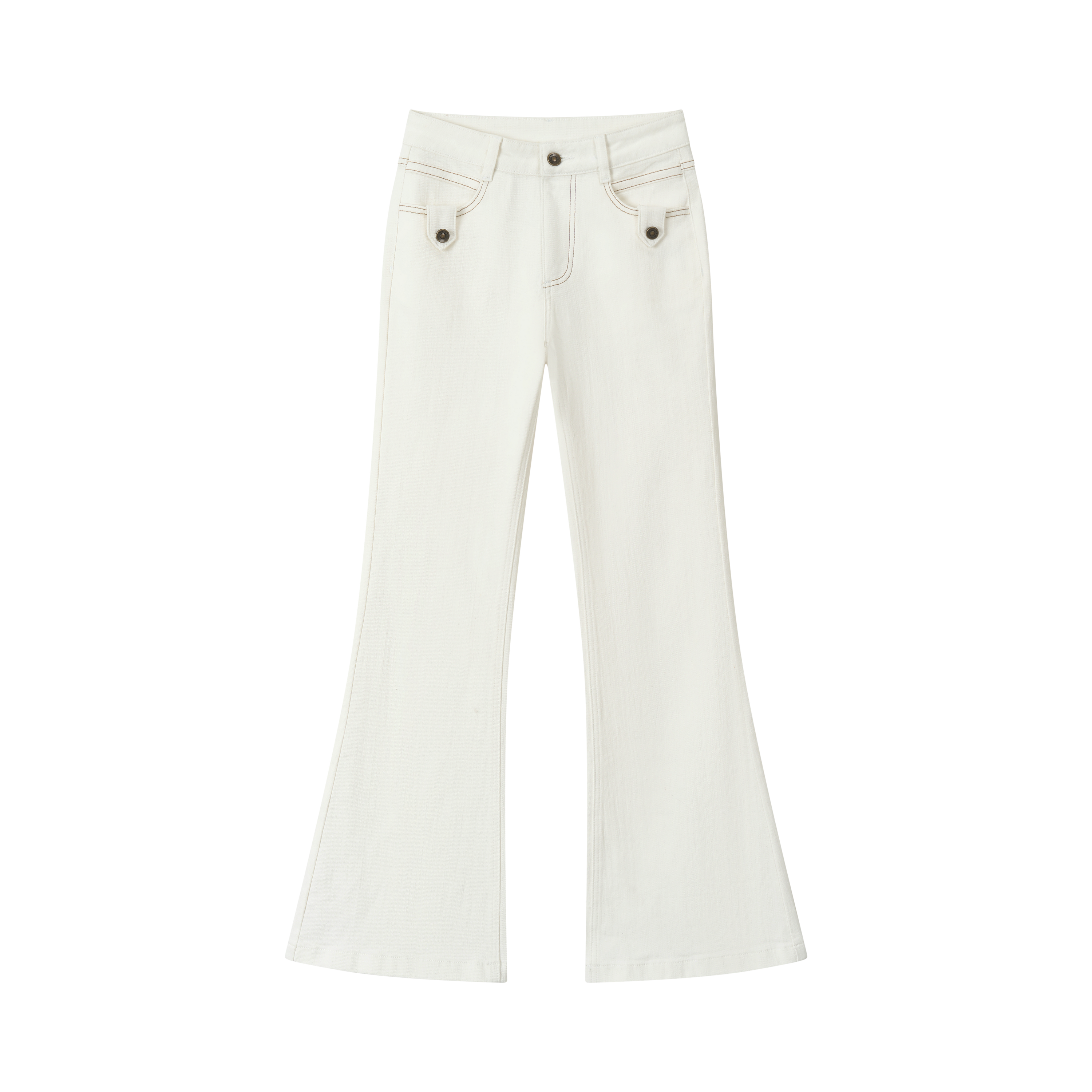 VIA PITTI VIAAP854 Bamboo patterned slim fit white denim pants