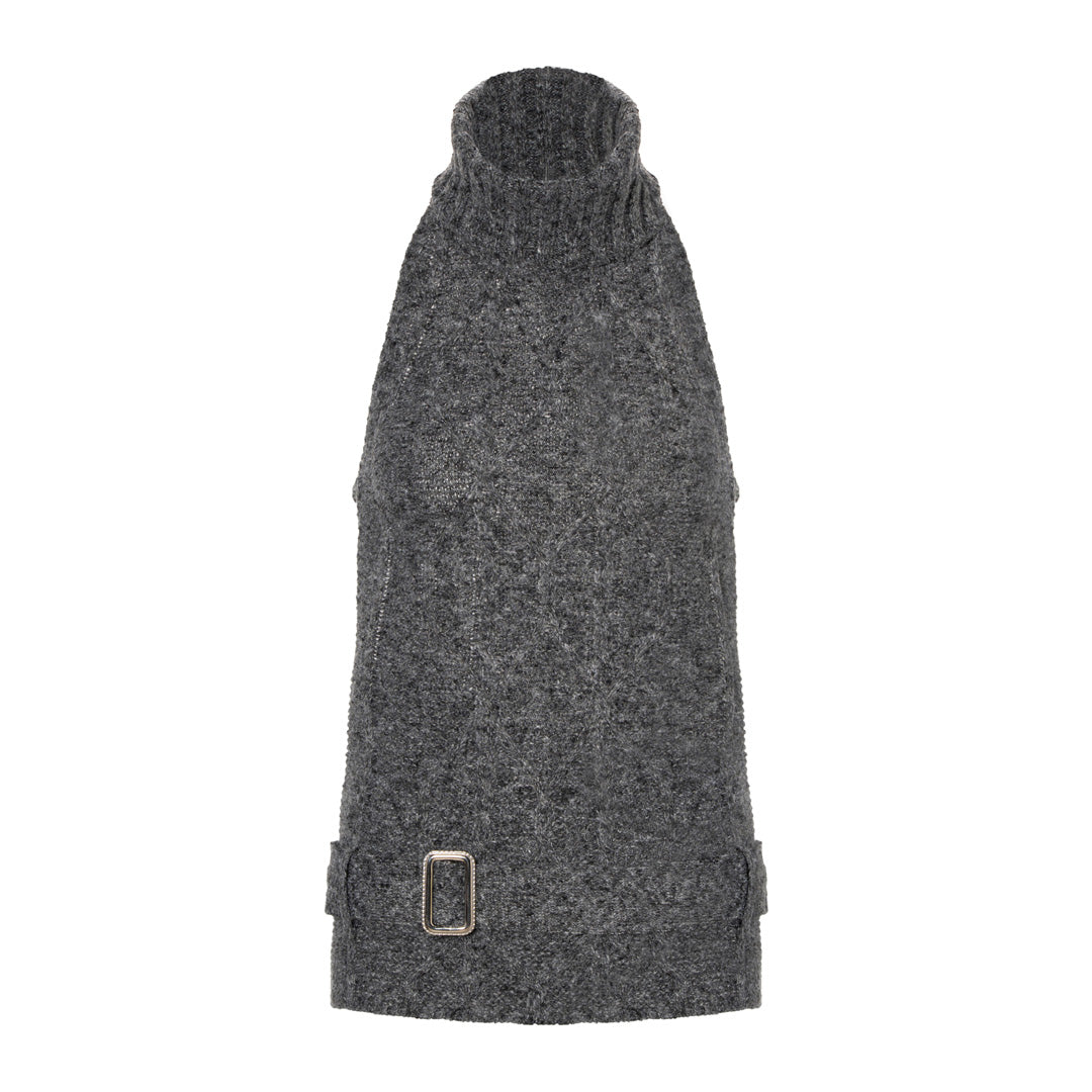 JYOSEI Red gray backless knitted top