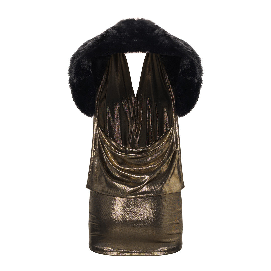 JYOSEI Golden swing collar dress