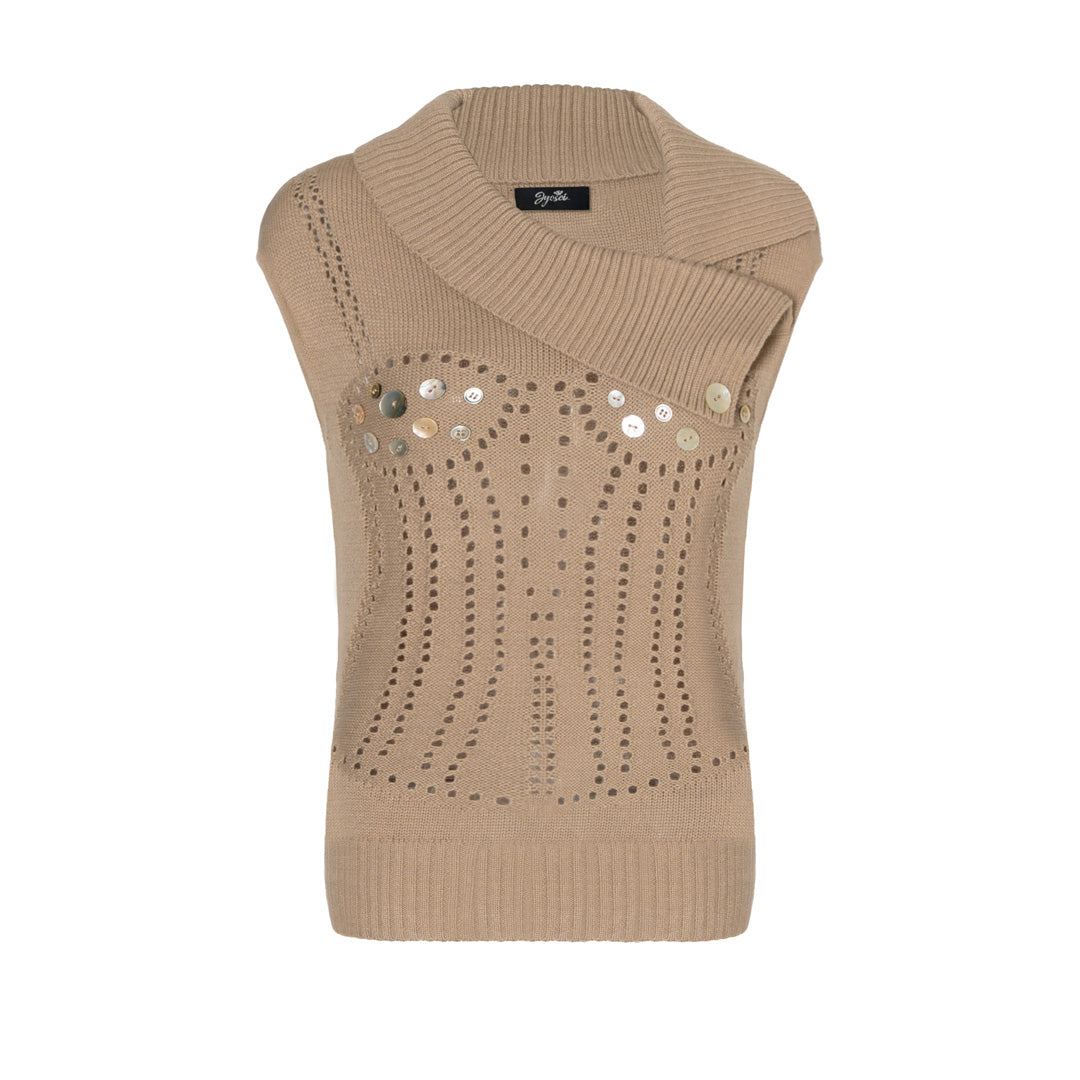 JYOSEI Sleeveless knitted hollow vest sweater