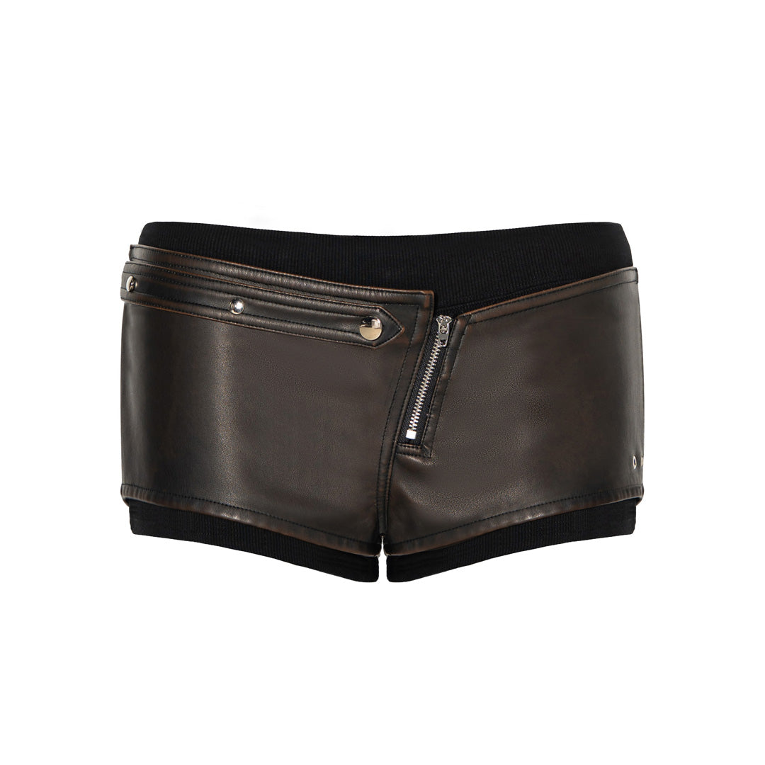 JYOSEI Fake two piece leather shorts
