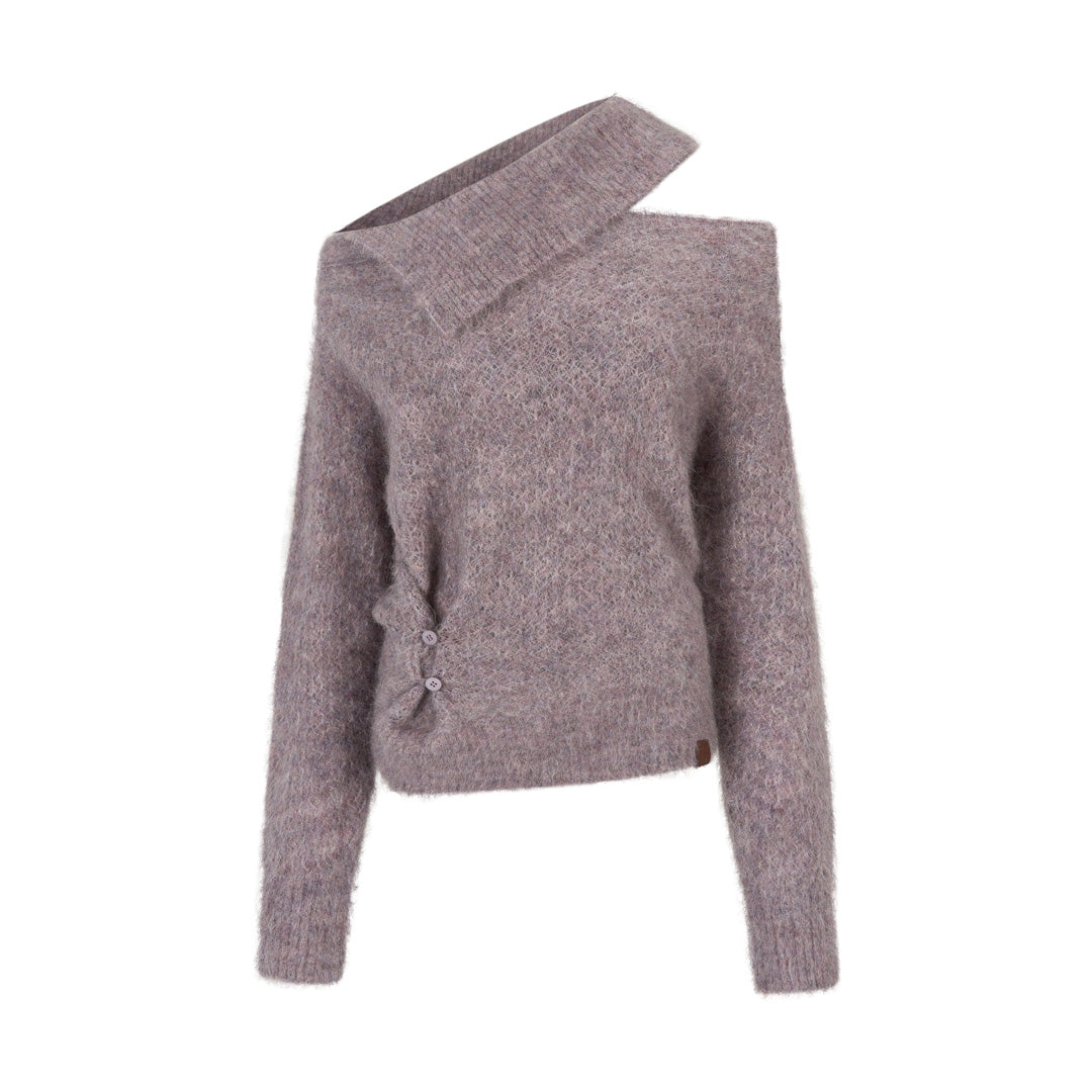 VIA PITTI VIAAK876 Off shoulder design with hollowed out alpaca wool sweater