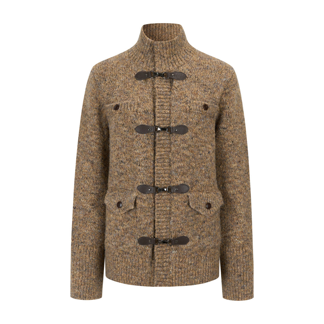 VIA PITTI VIADK777&VIADK774 Leather buttoned woolen cardigan + hooded cloak set