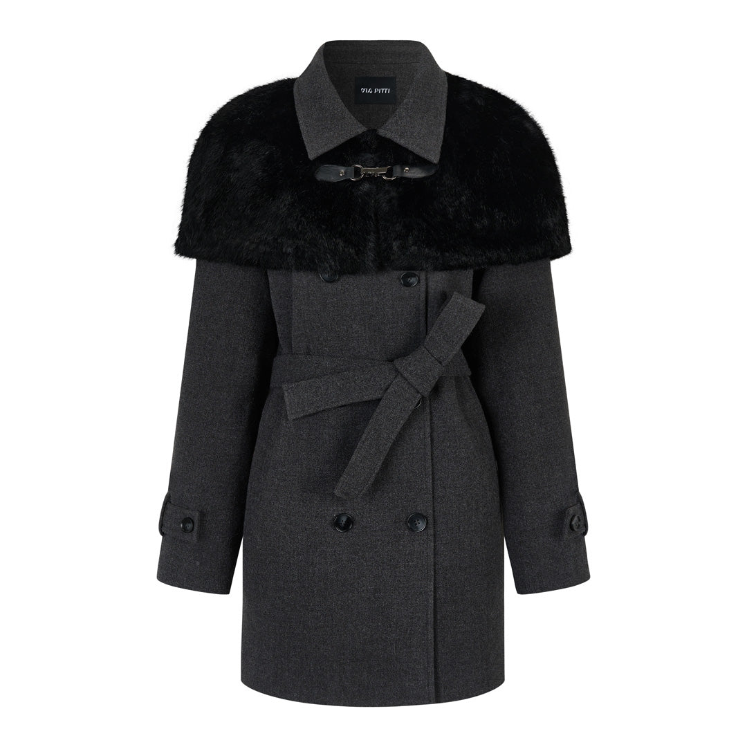 VIA PITTI VIADC750 Plush cape style woolen coat