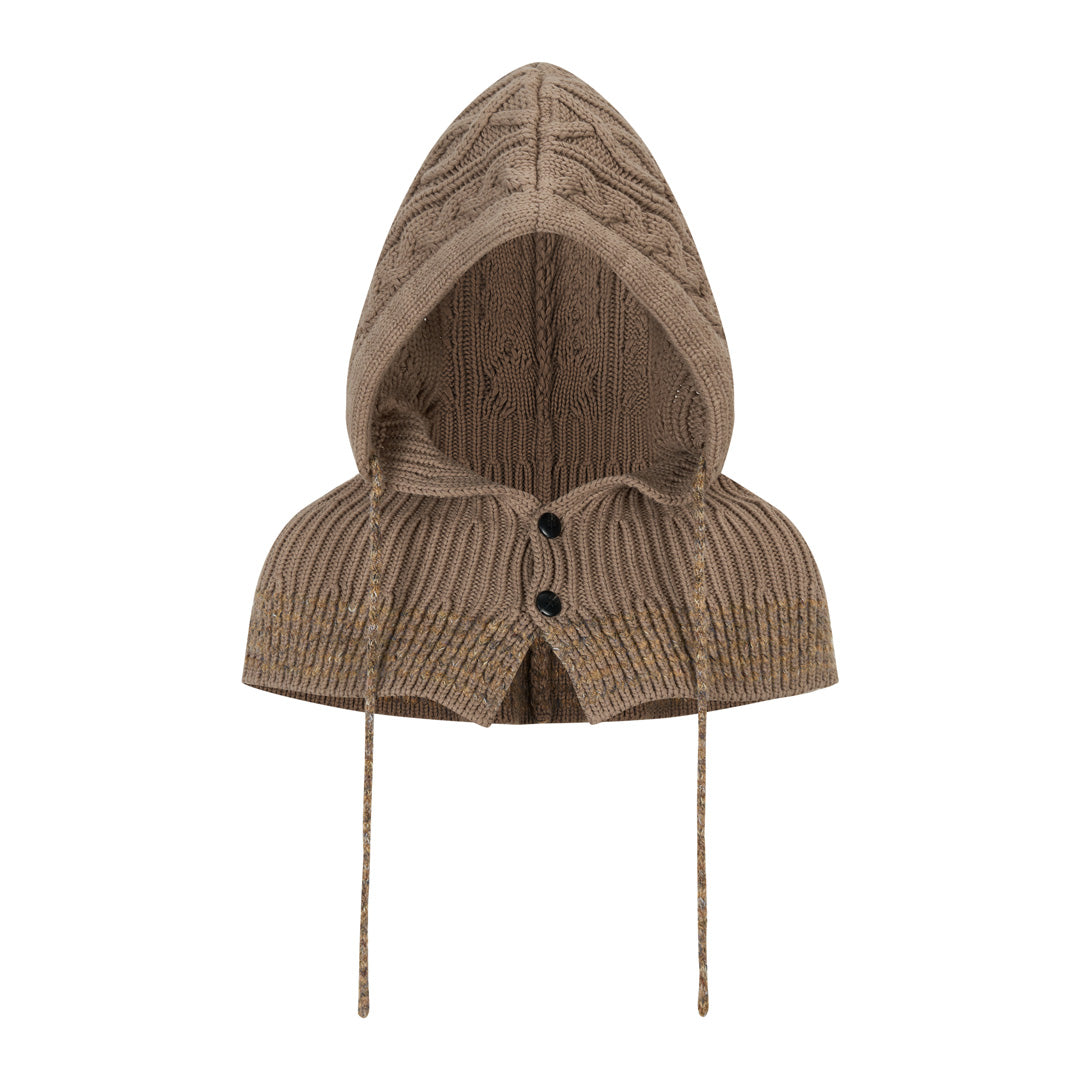 VIA PITTI VIADK777&VIADK774 Leather buttoned woolen cardigan + hooded cloak set