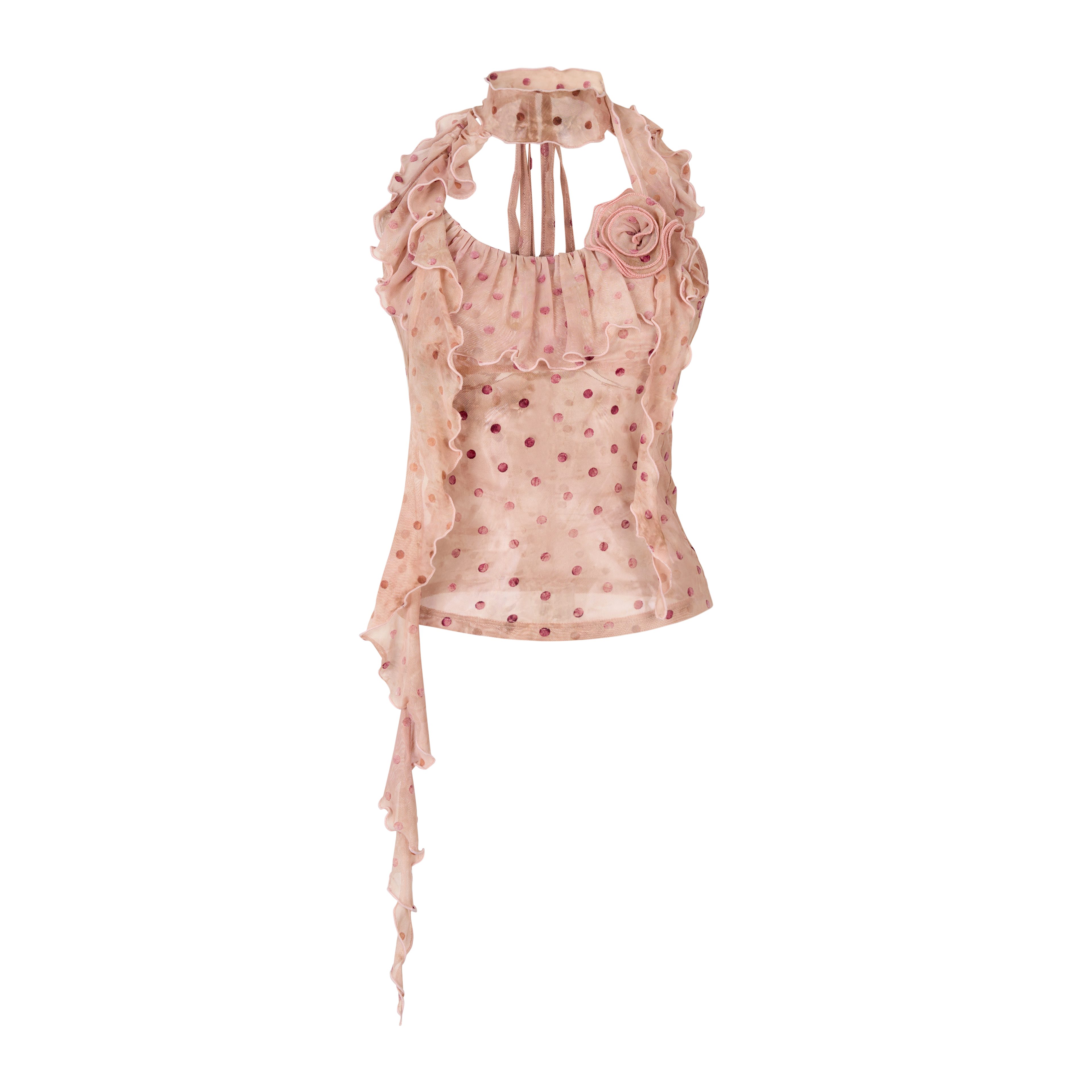 VIA PITTI VIABTP253 Flower ribbon halter neck vest (2color)