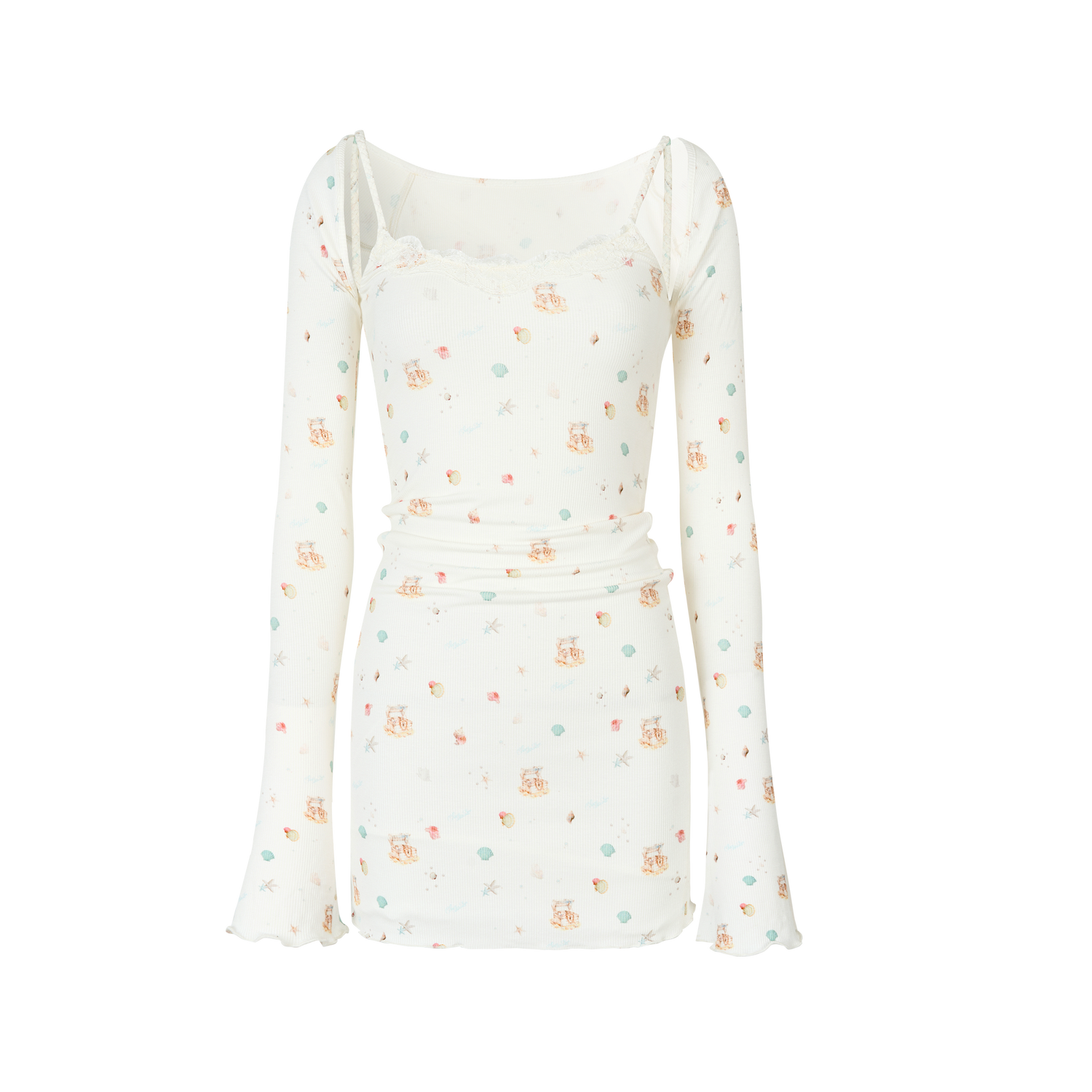 VIA PITTI VIABD342 Printed lace dress + top set (2color)