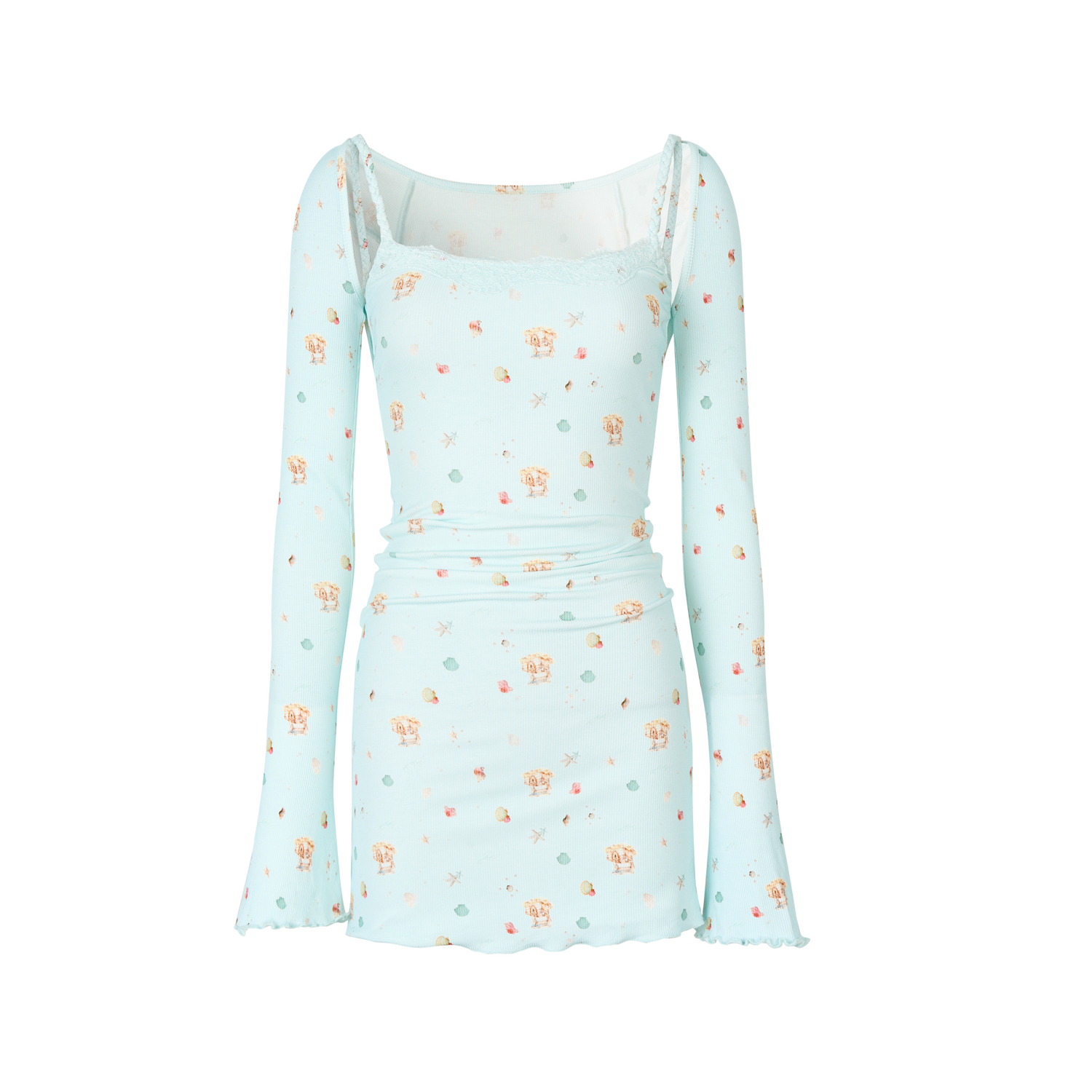 VIA PITTI VIABD342 Printed lace dress + top set (2color)