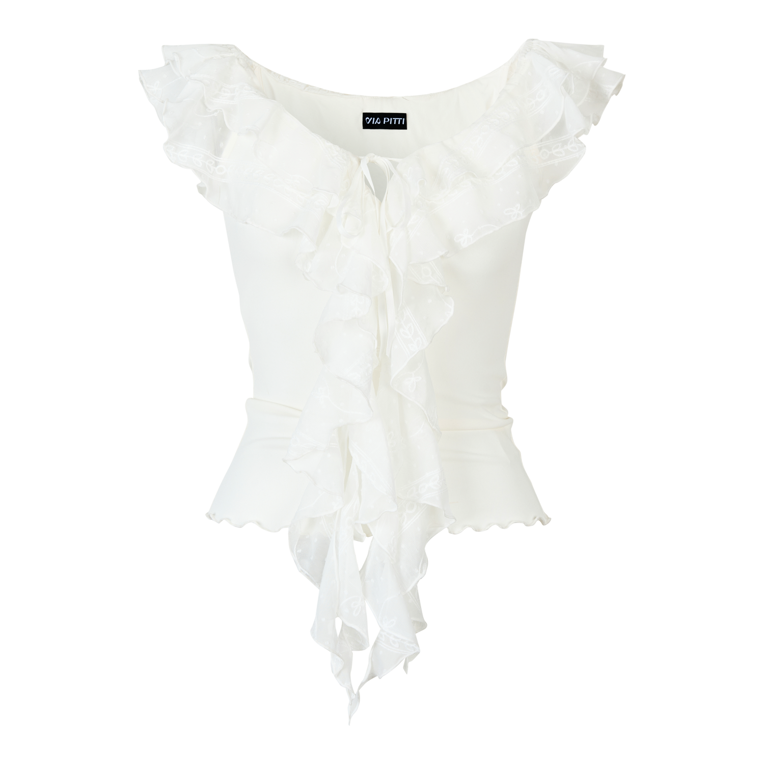 VIA PITTI VIABTP304 Lace collar short sleeved top