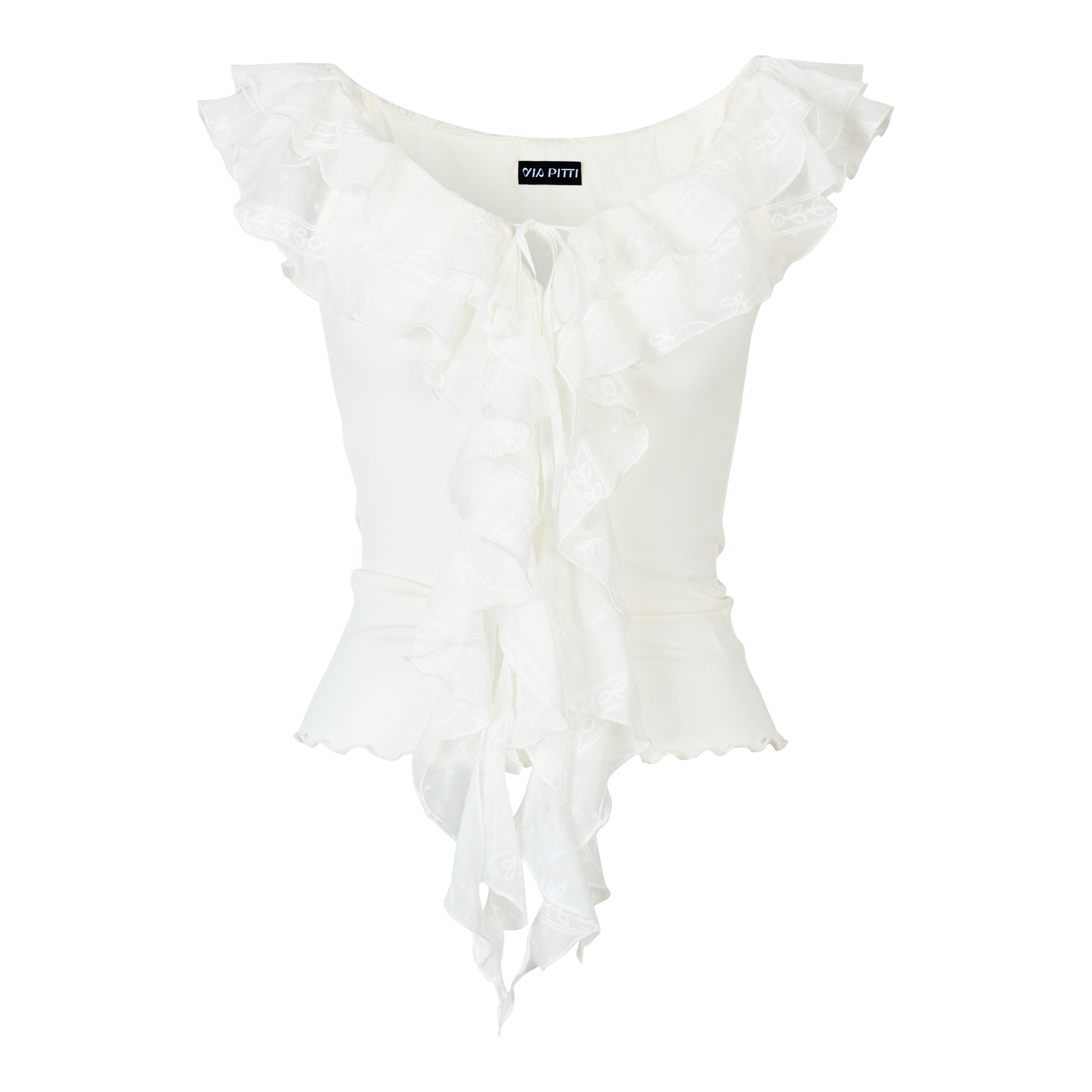 VIA PITTI VIABTP304 Lace collar short sleeved top