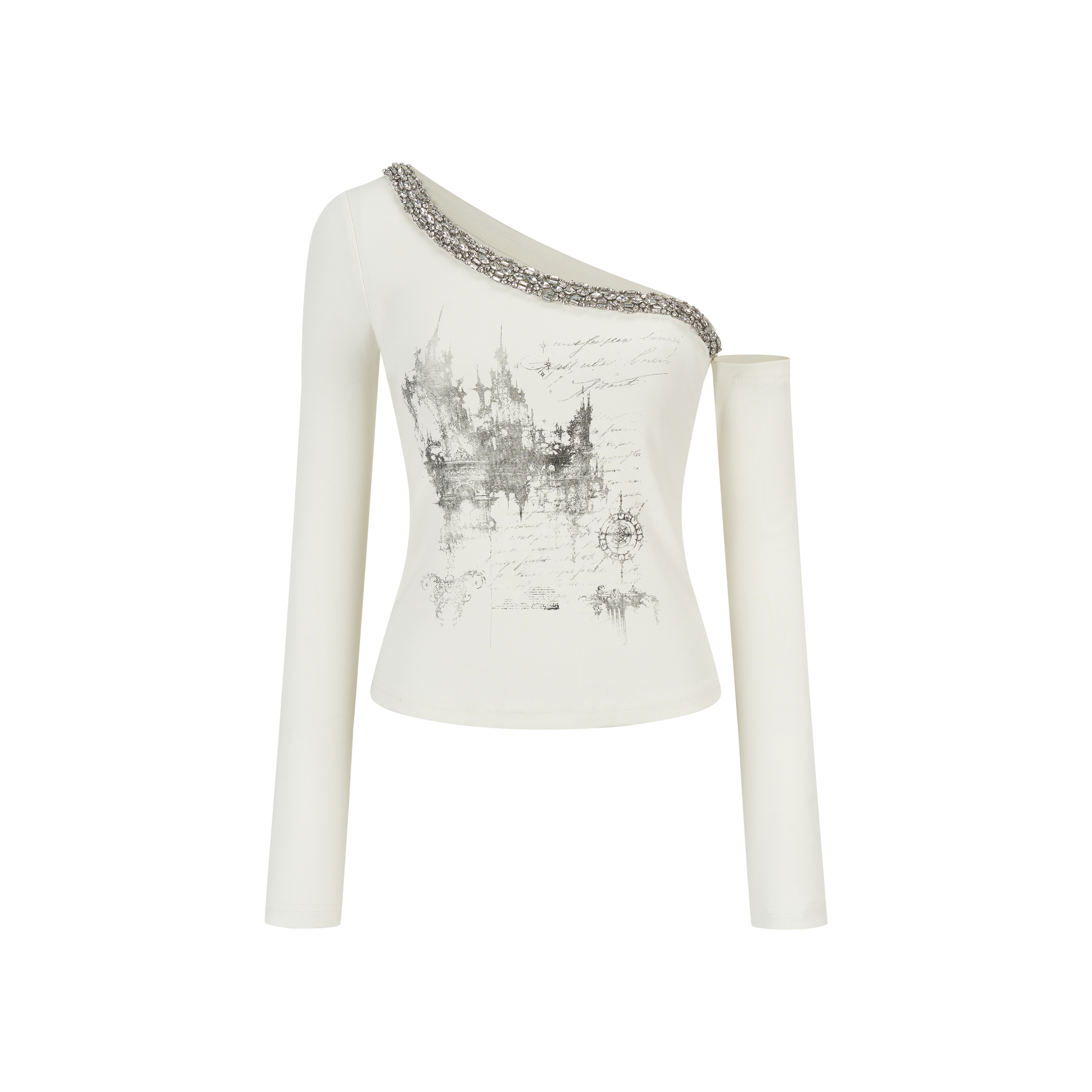 VIA PITTI VIAAT926 Diamond Shoulder Mirage Printed Long Sleeve T