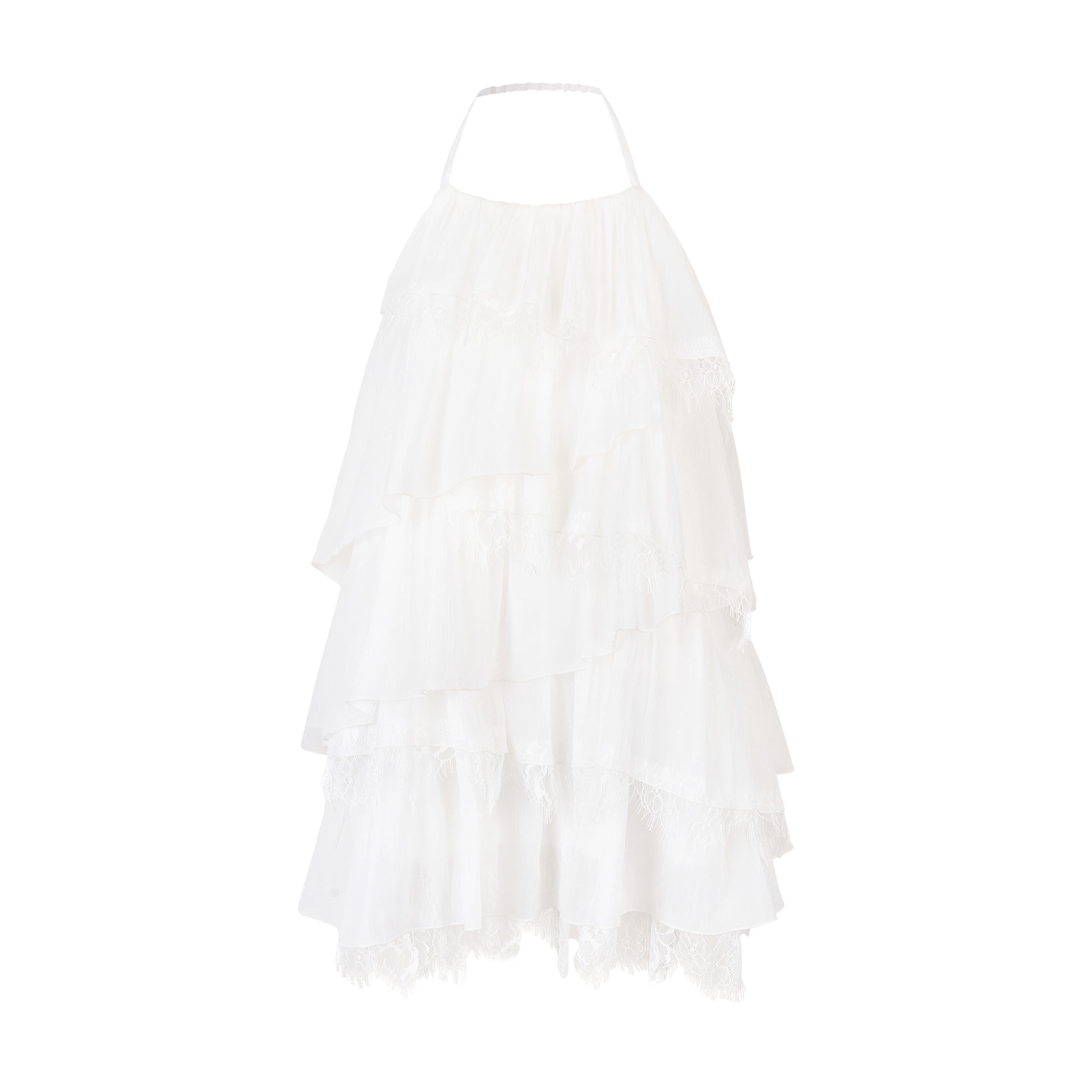 VIA PITTI VIABD335 Lace patchwork tiered dress