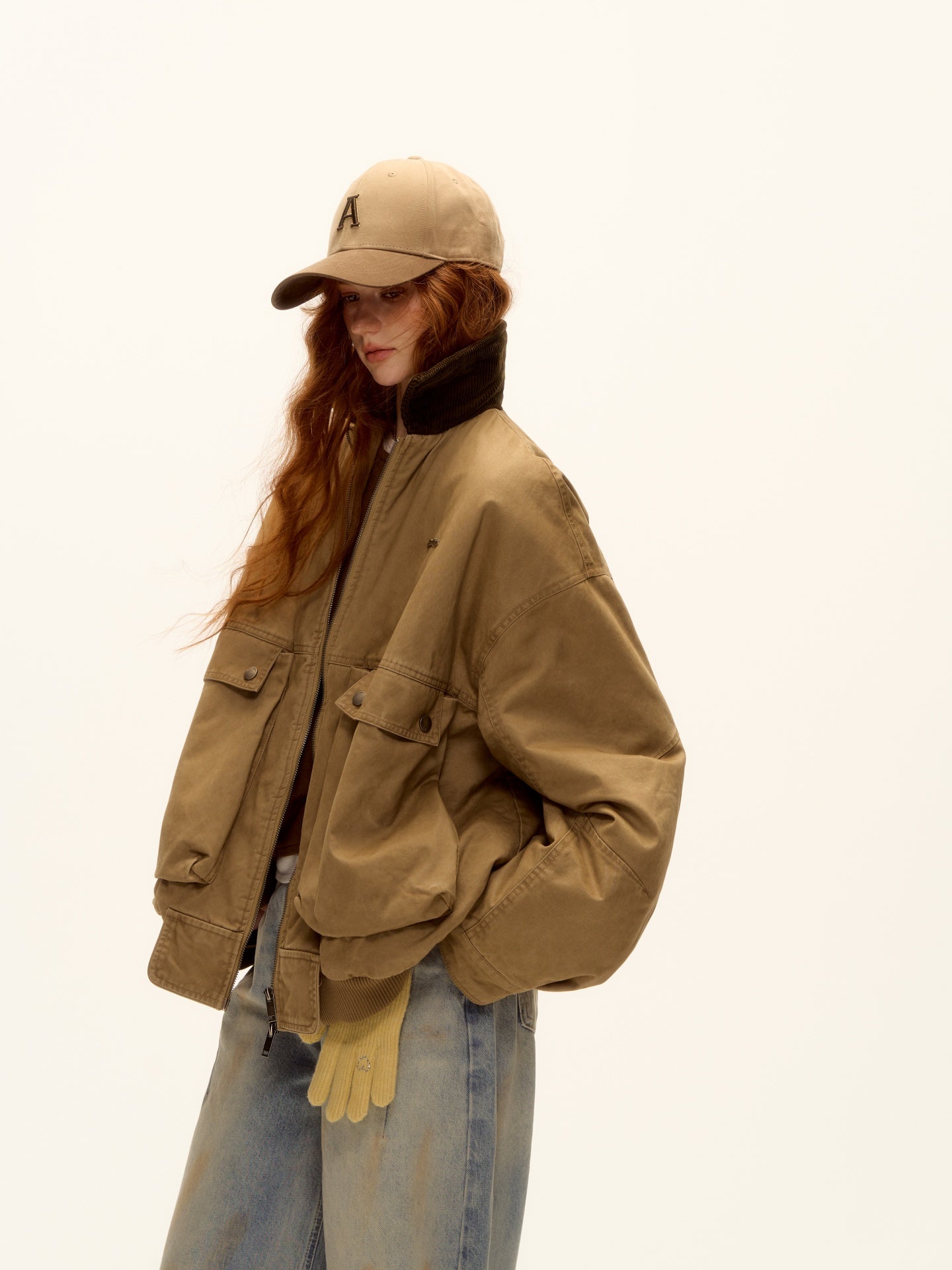 AsGony ASG25461 Corduroy patchwork cotton jacket