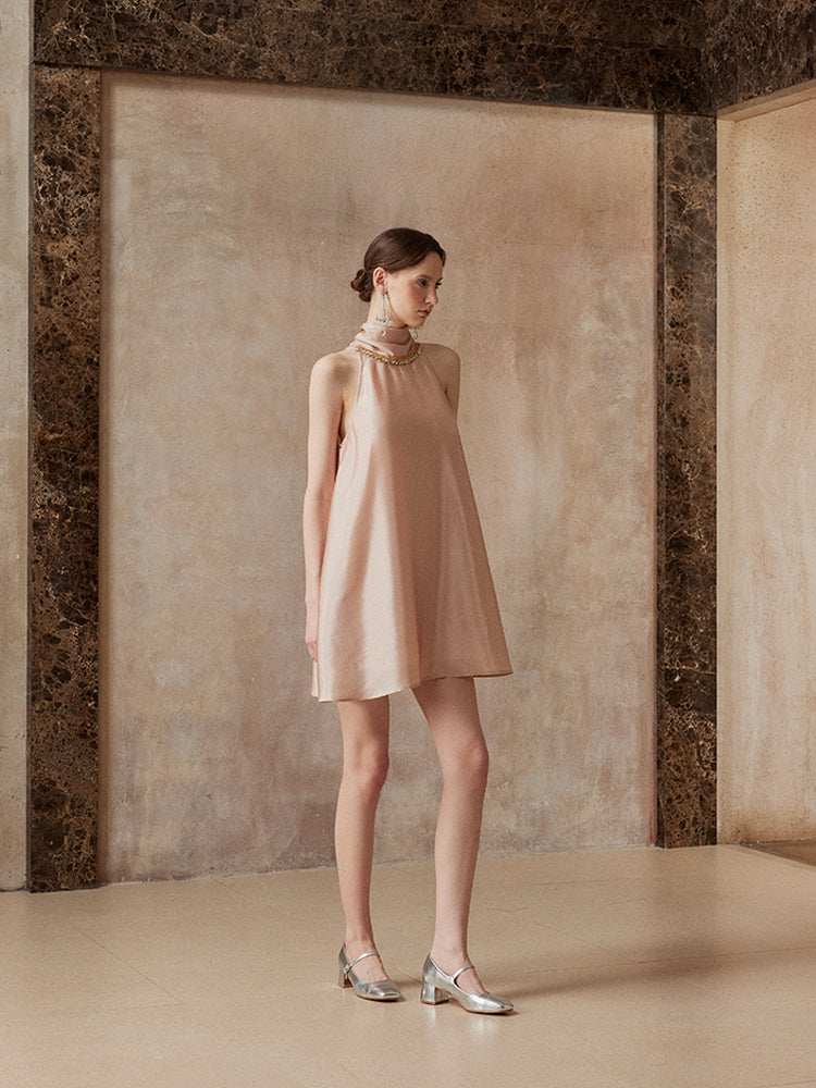 Fa Sogno FSN25AW-DR-05 Light pink halter neck dress