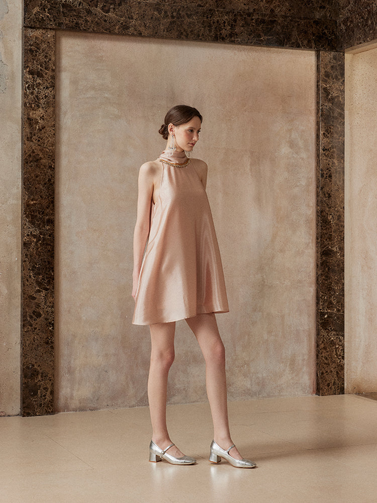Fa Sogno FSN25AW-DR-05 Light pink halter neck dress