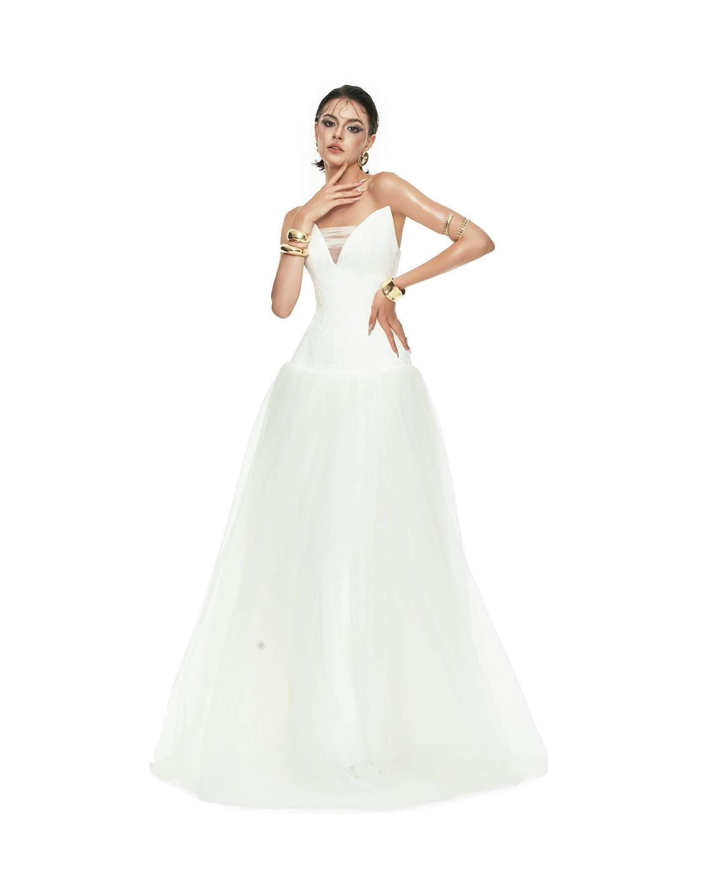 Kathy V-neck waist cinching maxi dress