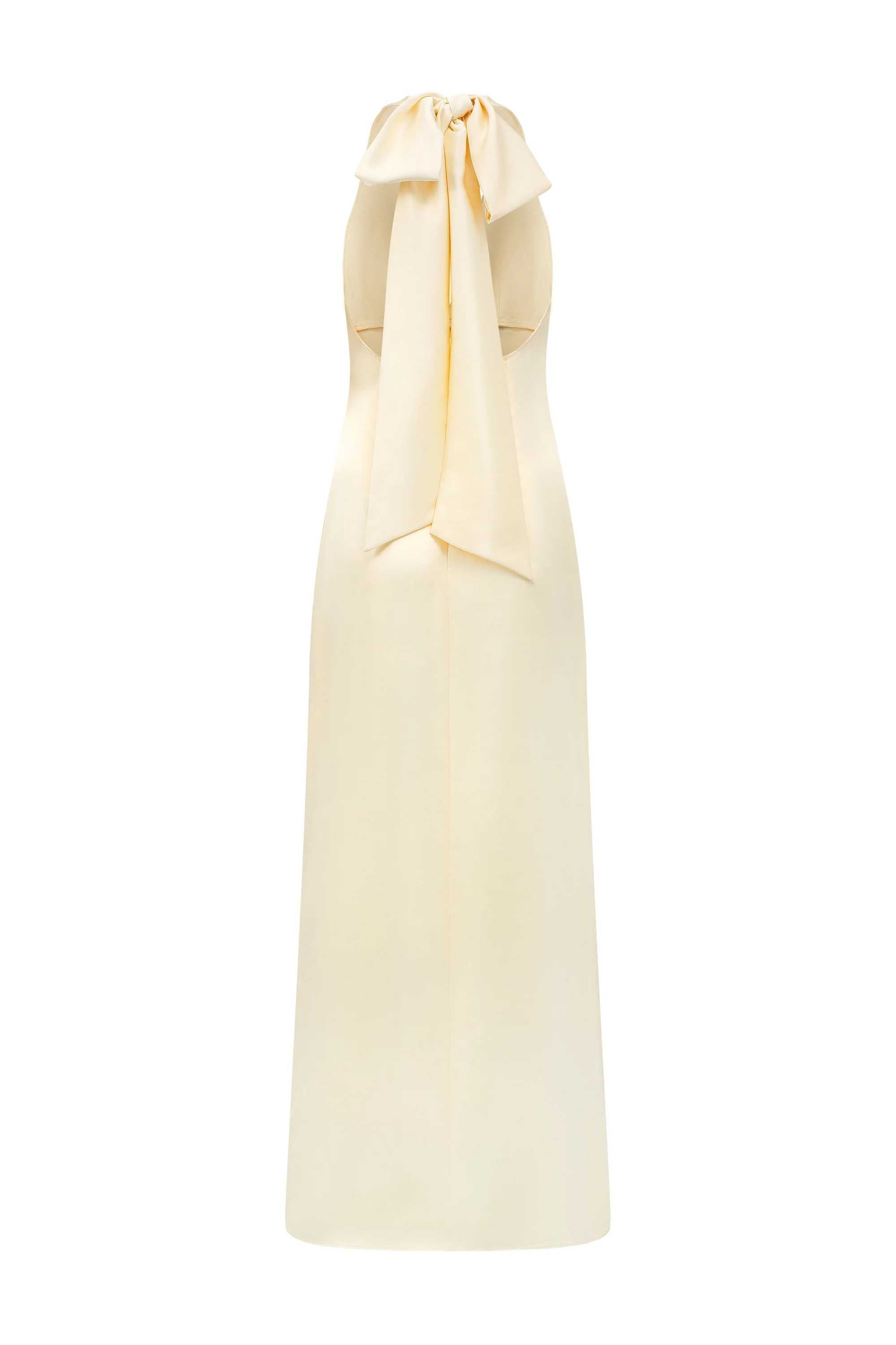 Phoebe V-neck halter neck bow dress