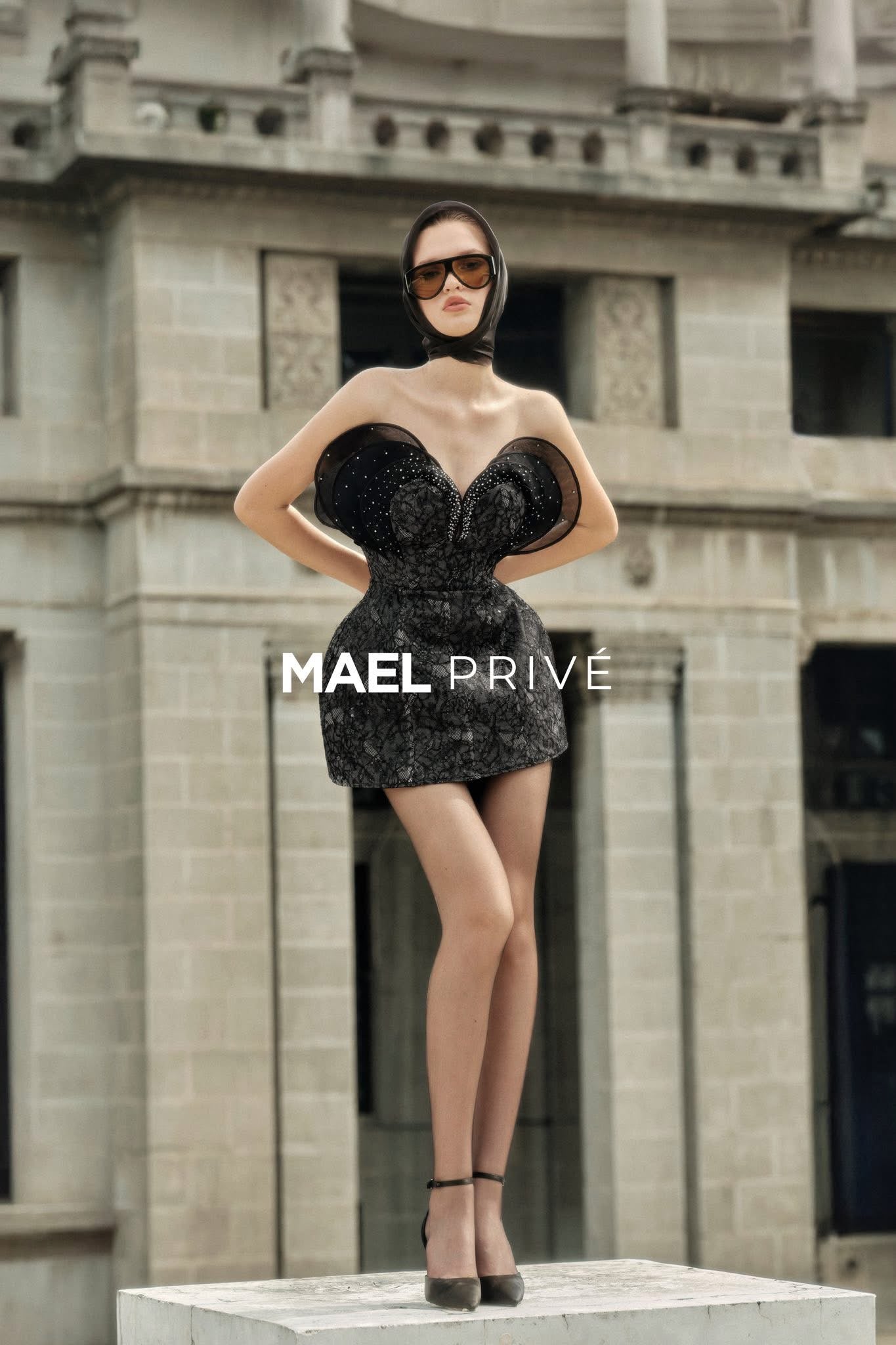 MAEL FEMME Black floral mini dress
