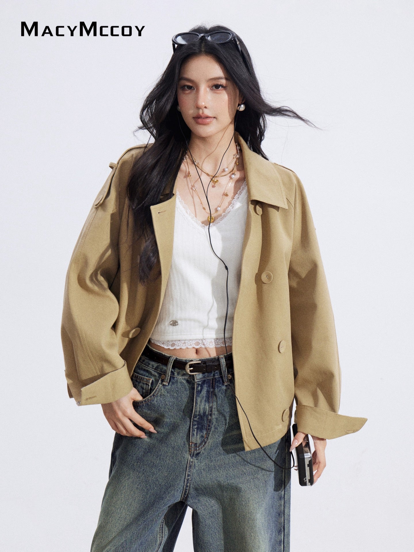 MacyMccoy MMC2026002 Checkered patchwork jacket