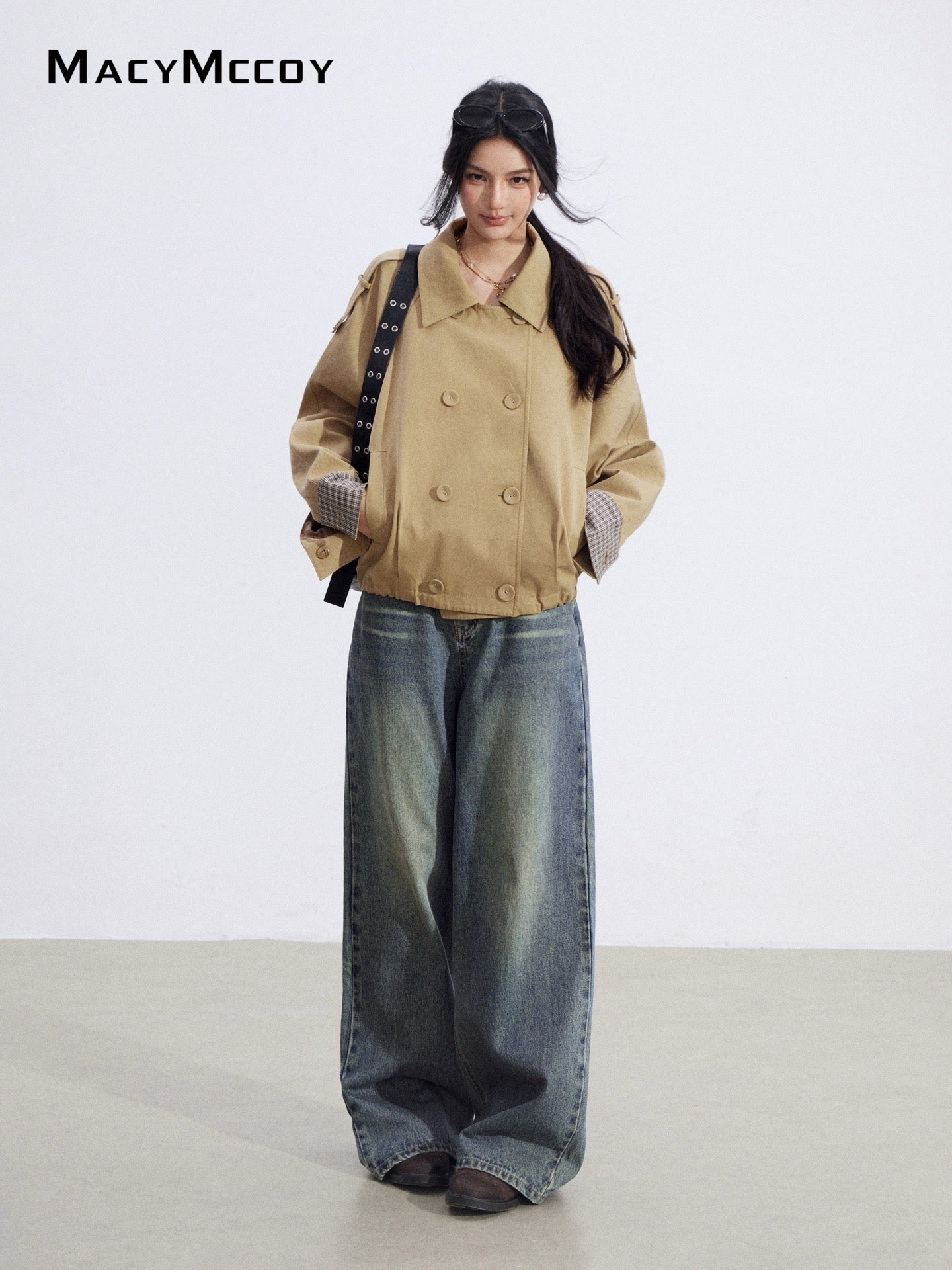 MacyMccoy MMC2026002 Checkered patchwork jacket