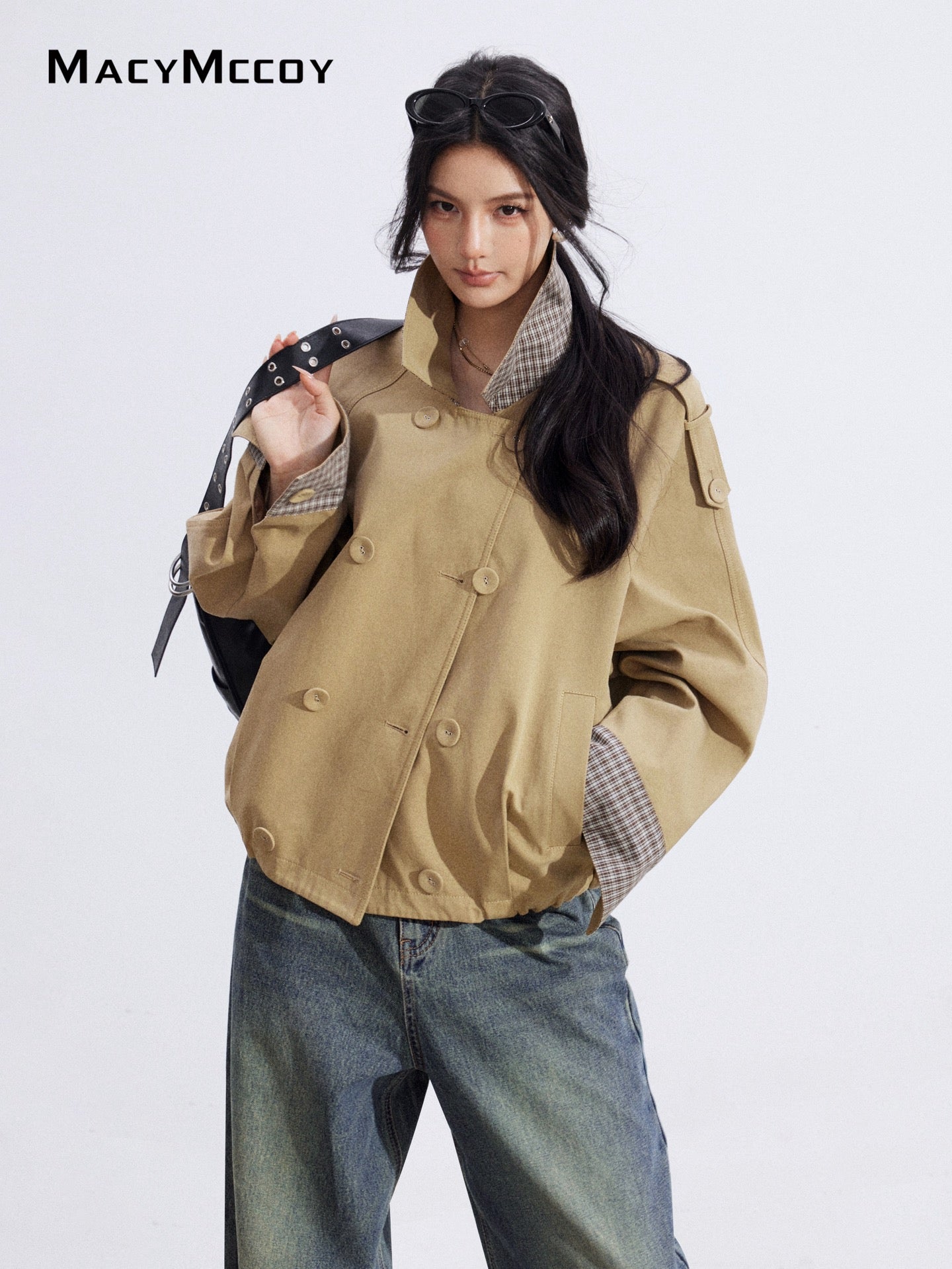 MacyMccoy MMC2026002 Checkered patchwork jacket