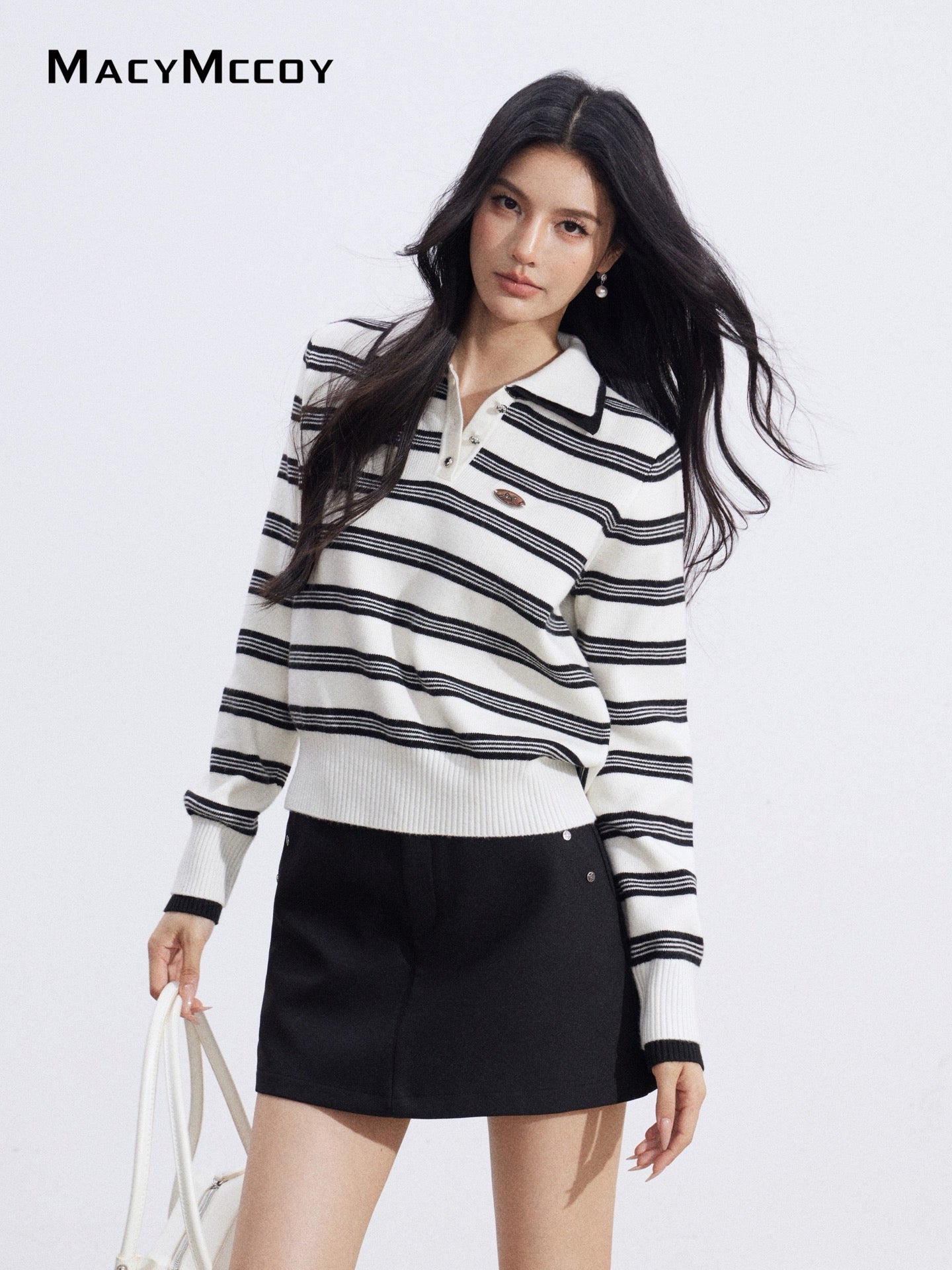 MacyMccoy MMC2026005 Polo collar striped sweater