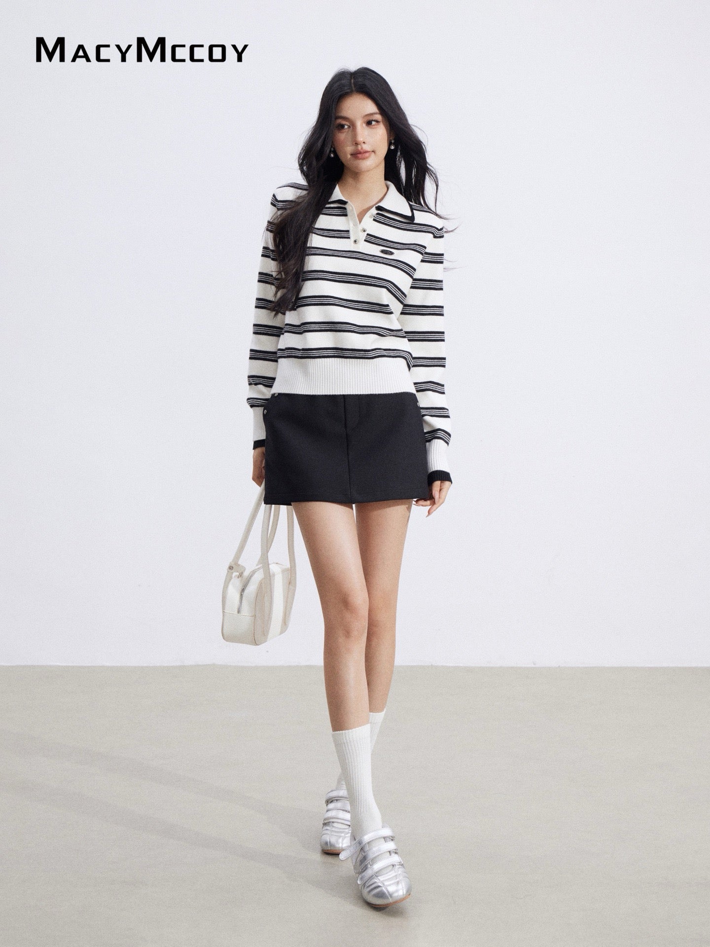 MacyMccoy MMC2026005 Polo collar striped sweater