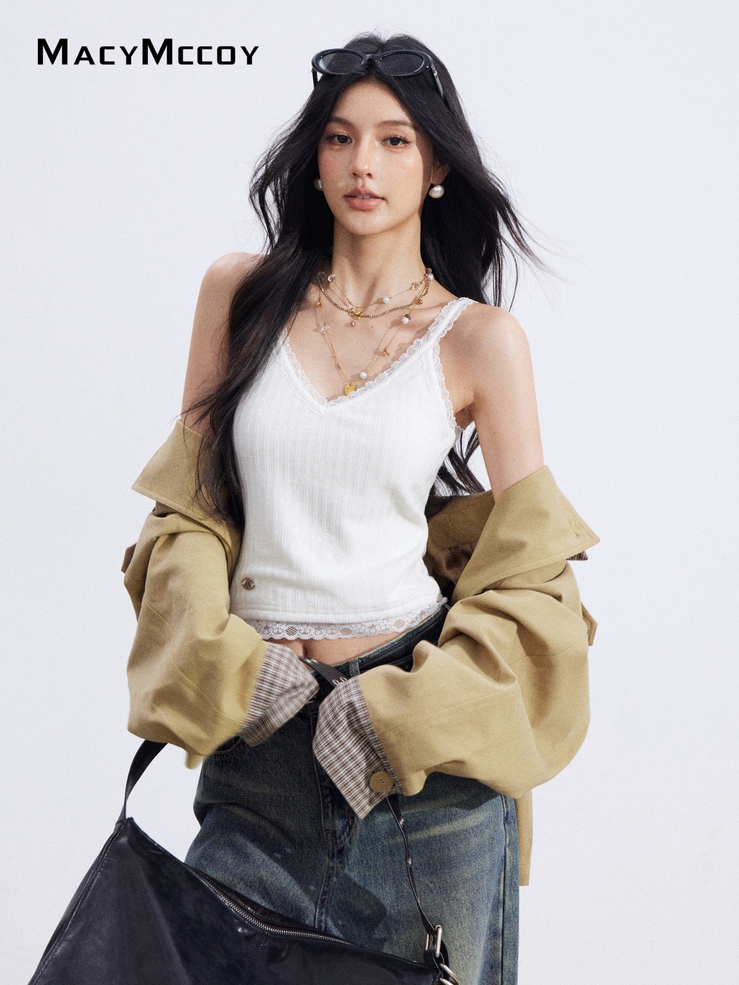 MacyMccoy MMC2026007 V-neck lace knit vest