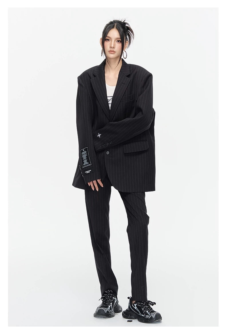 Arden Code Blended striped suit pants