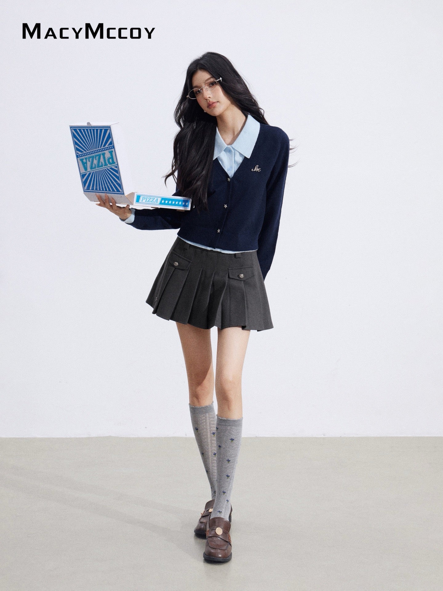 MacyMccoy MMC2026011 Fake two piece polo collar knitted tops