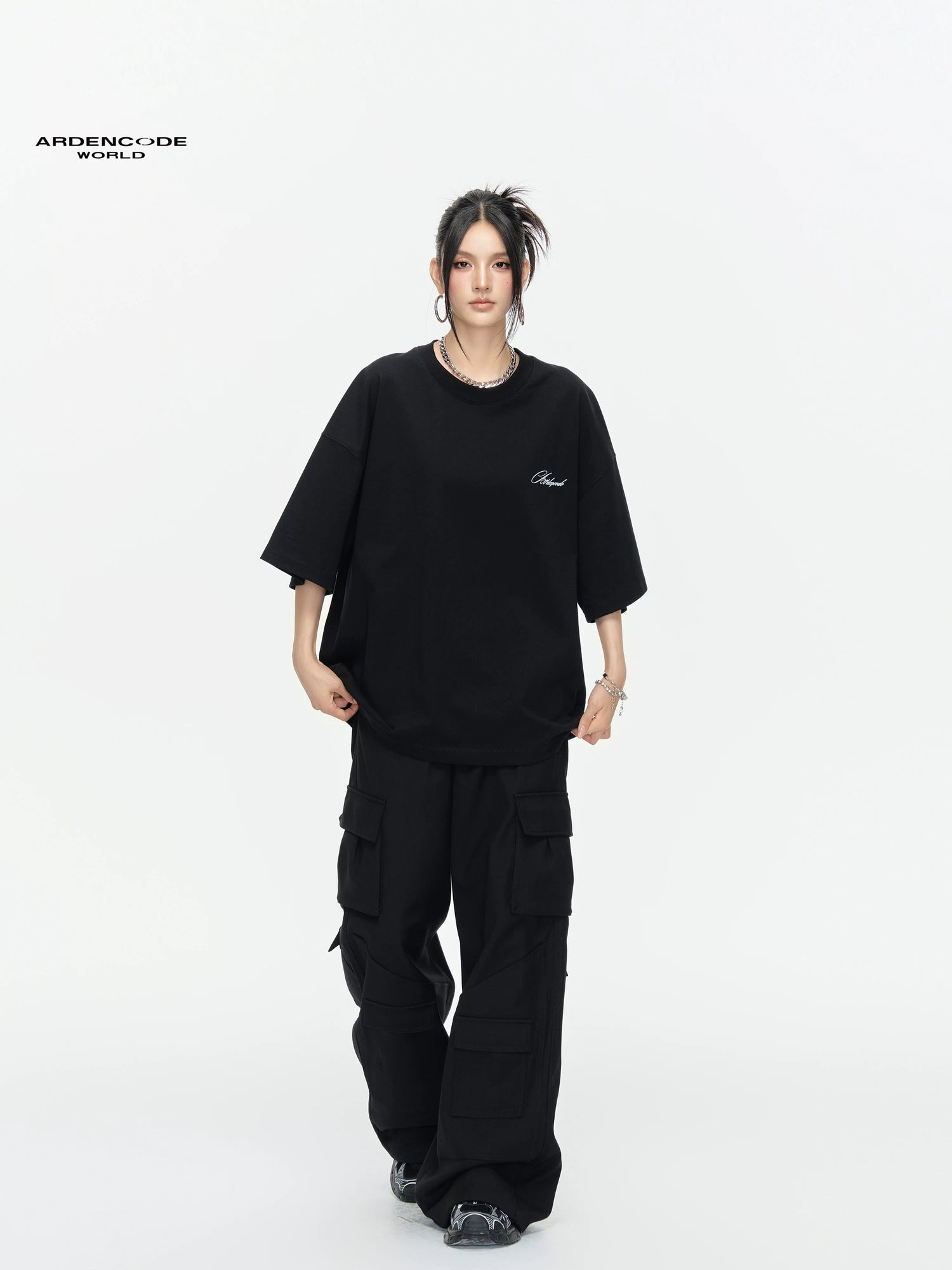 Arden Code Embroidered patches loose T-shirt