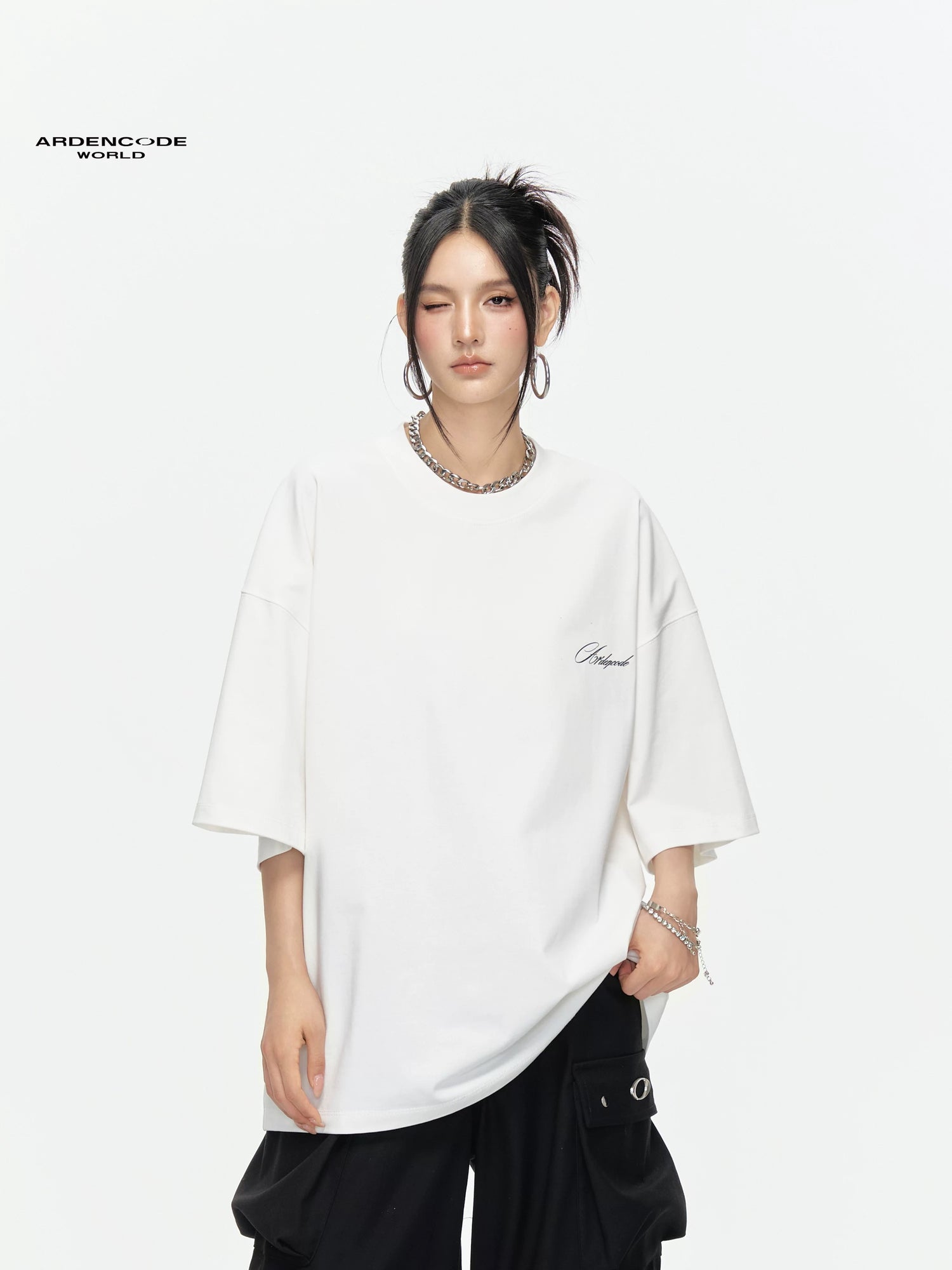Arden Code Embroidered patches loose T-shirt